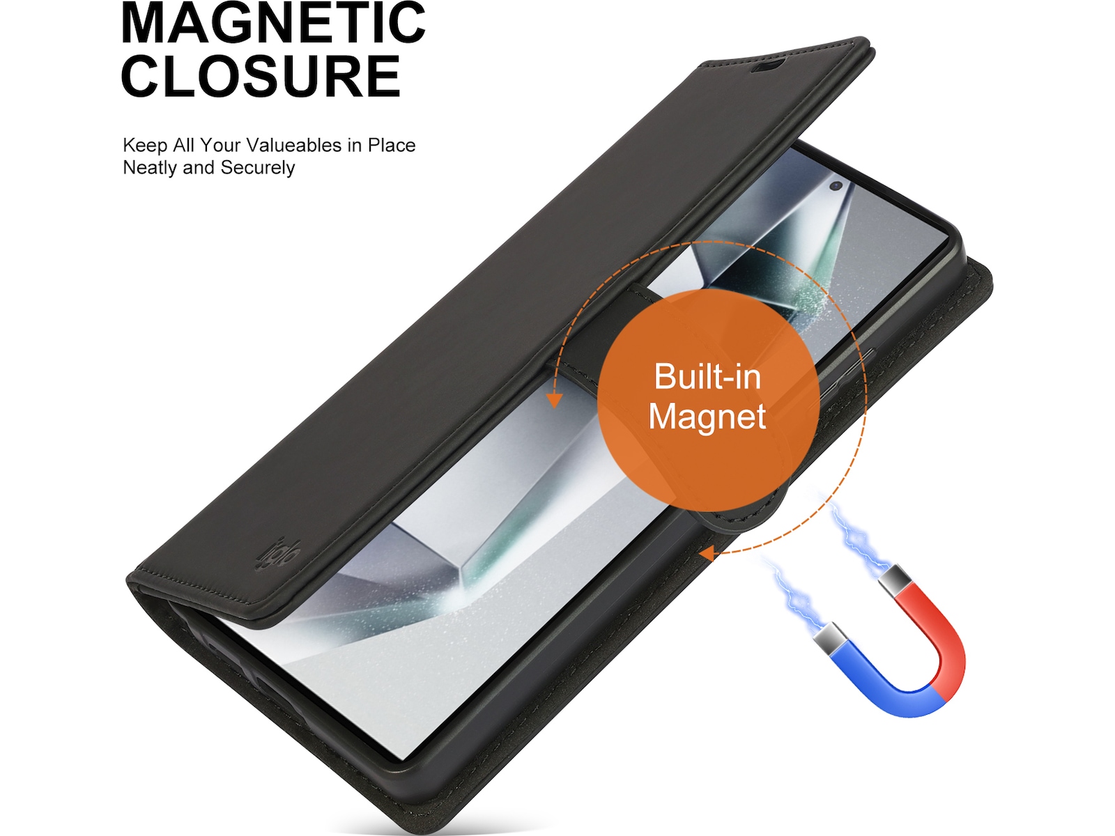 iiglo Galaxy S25 Ultra Plånboksfodral (svart) Mobilskal