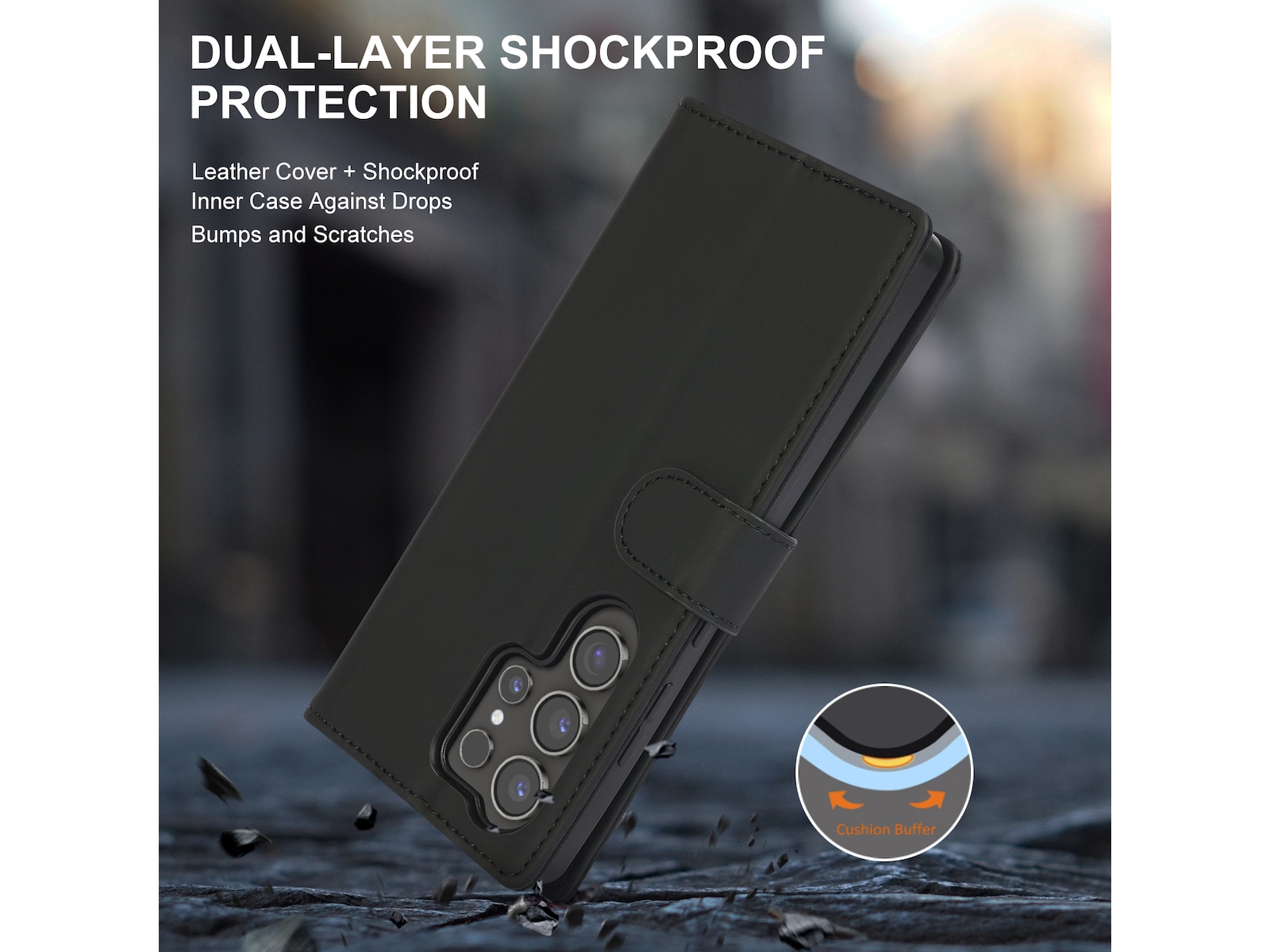 iiglo Galaxy S25 Ultra Plånboksfodral (svart) Mobilskal