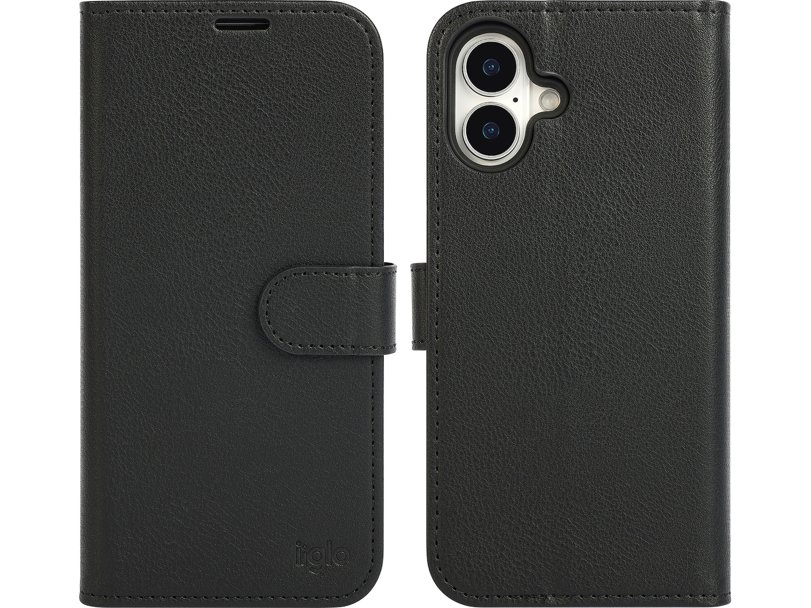 iiglo iPhone 16 Plus 2-i-1 Plånboksfodral (svart) Mobilskal