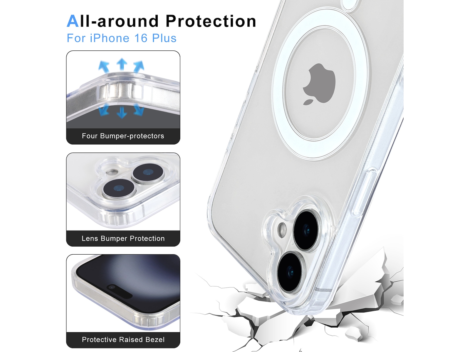 iiglo iPhone 16 Plus Magnetic Clear Case (transparent) Mobilskal