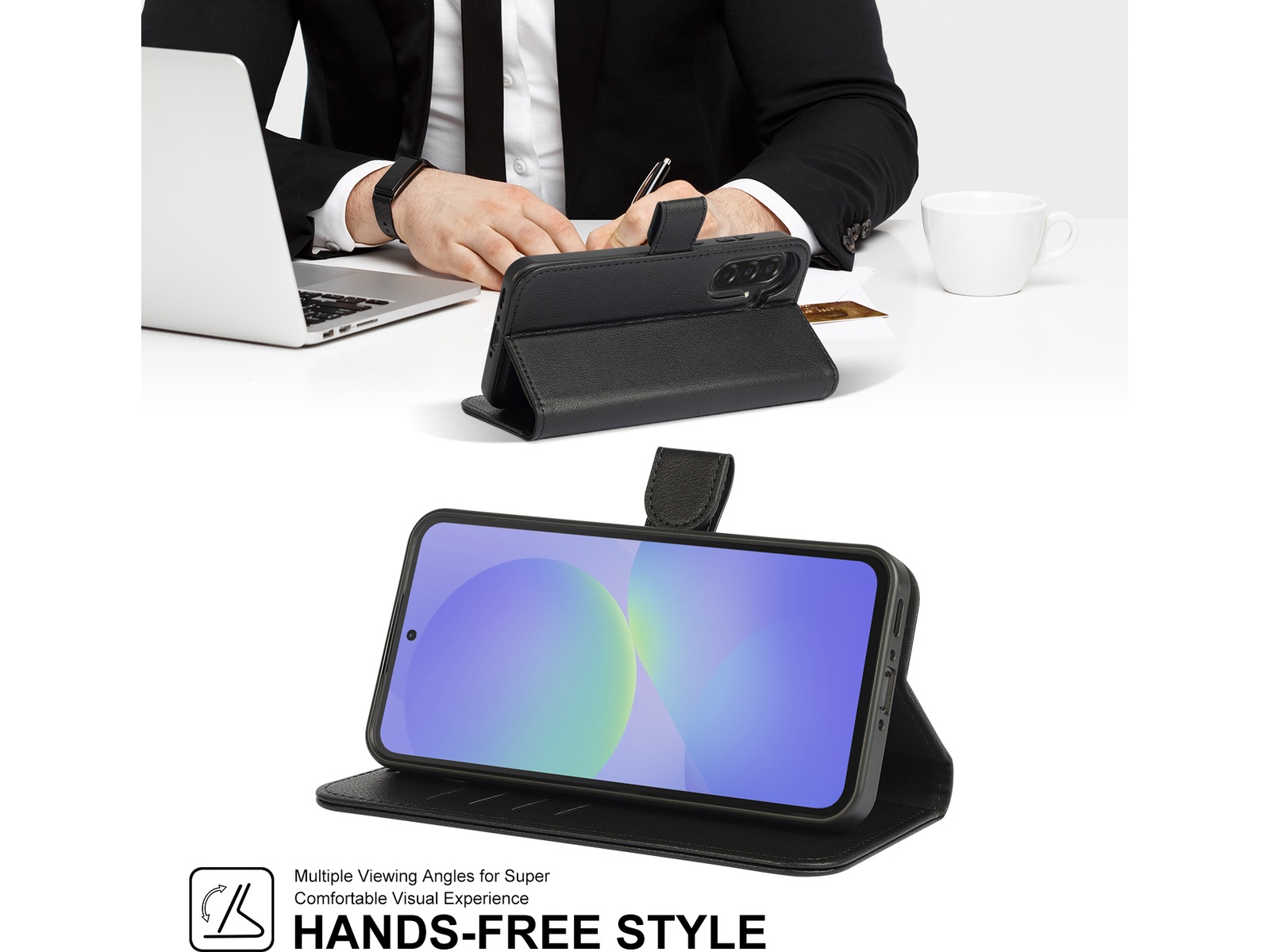 iiglo Galaxy A36 2-i-1 Plånboksfodral (svart) Mobilskal