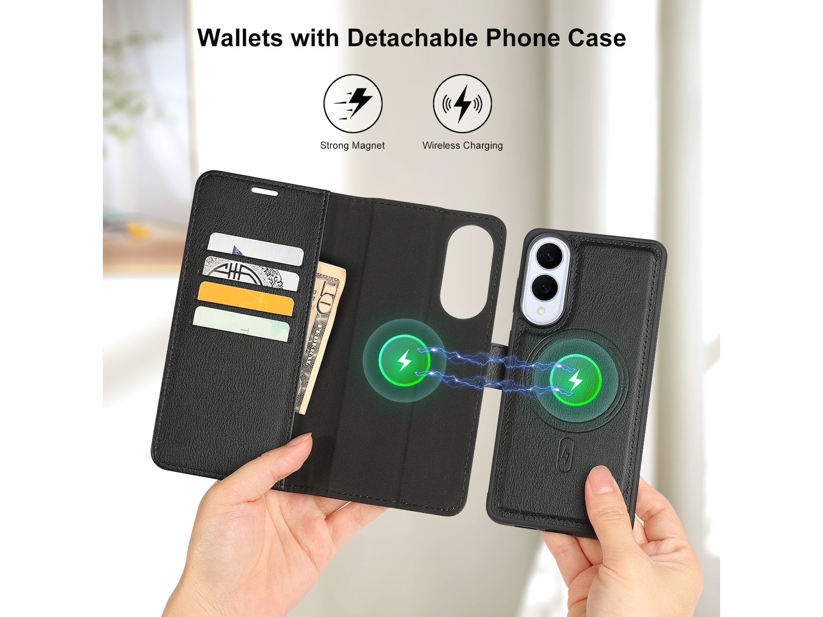 iiglo Galaxy S25 Edge 2-i-1 Plånboksfodral (svart) Mobilskal