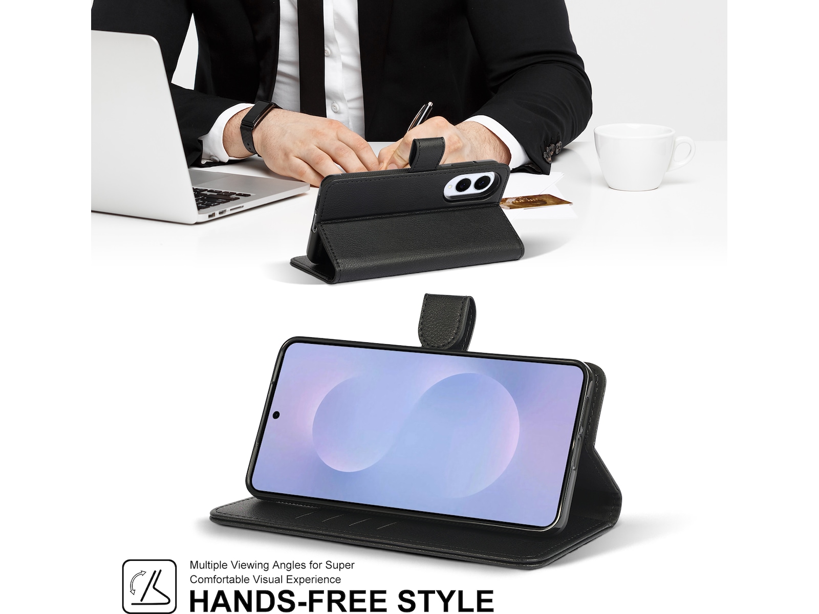 iiglo Galaxy S25 Edge 2-i-1 Plånboksfodral (svart) Mobilskal