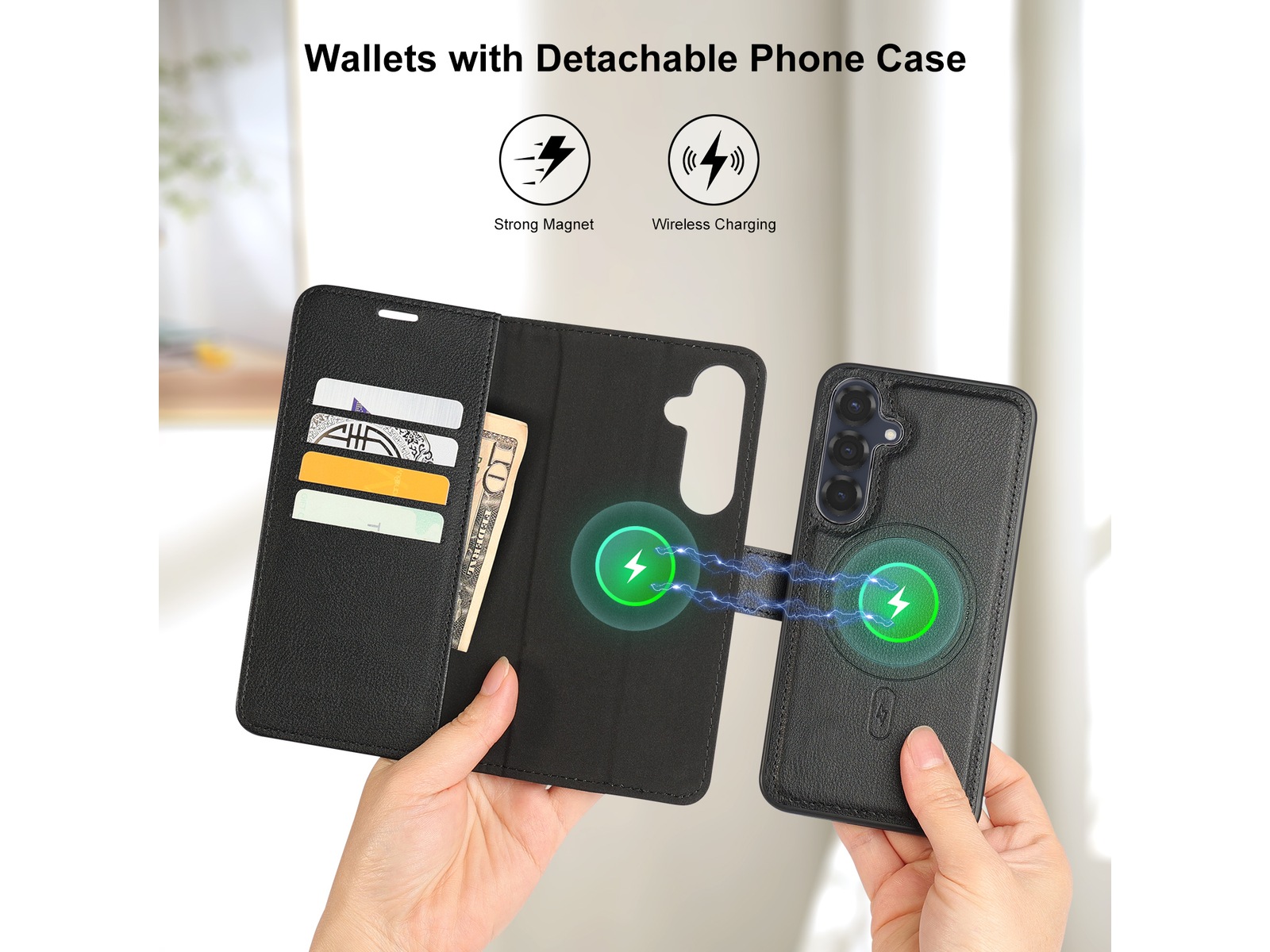 iiglo Galaxy S25+ 2-i-1 Plånboksfodral (svart) Mobilskal