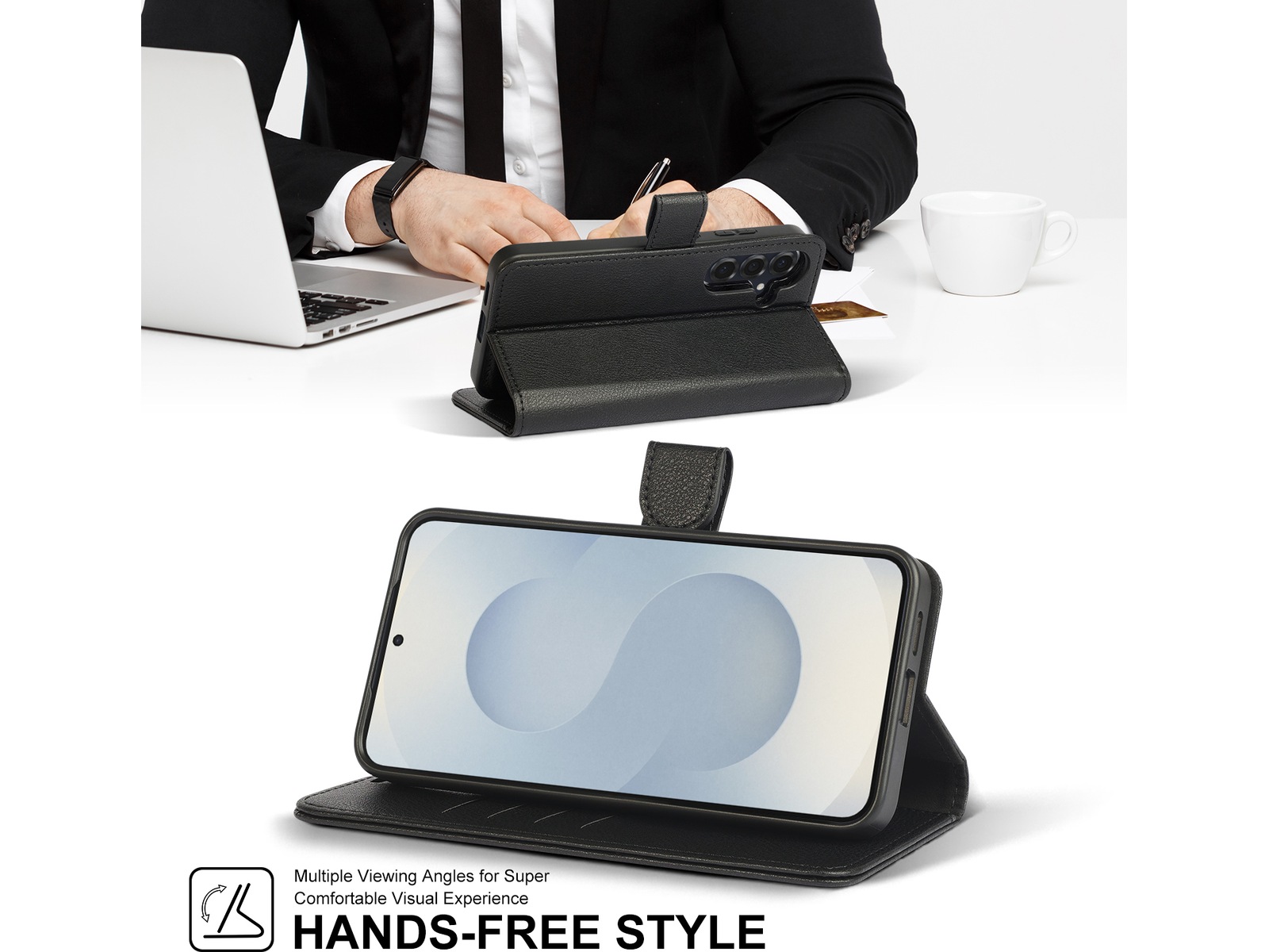 iiglo Galaxy S25+ 2-i-1 Plånboksfodral (svart) Mobilskal