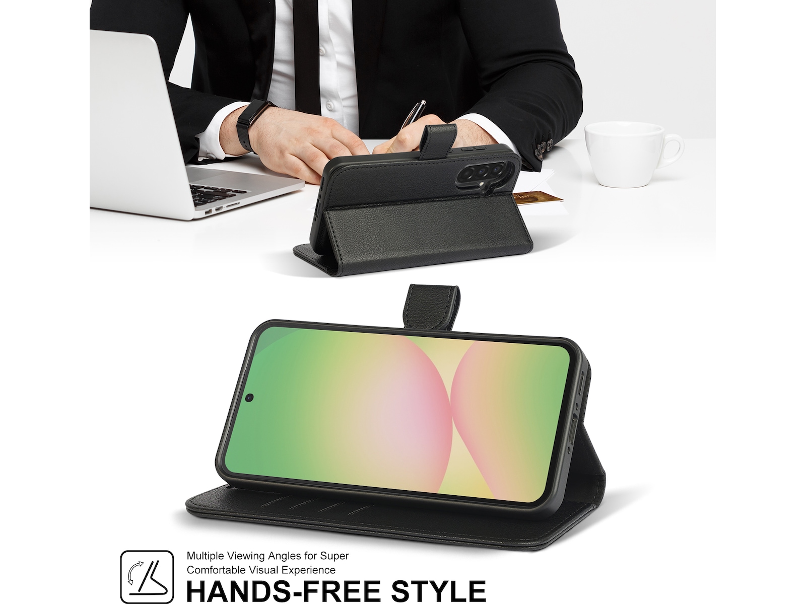 iiglo Galaxy A56 2-i-1 Plånboksfodral (svart) Mobilskal