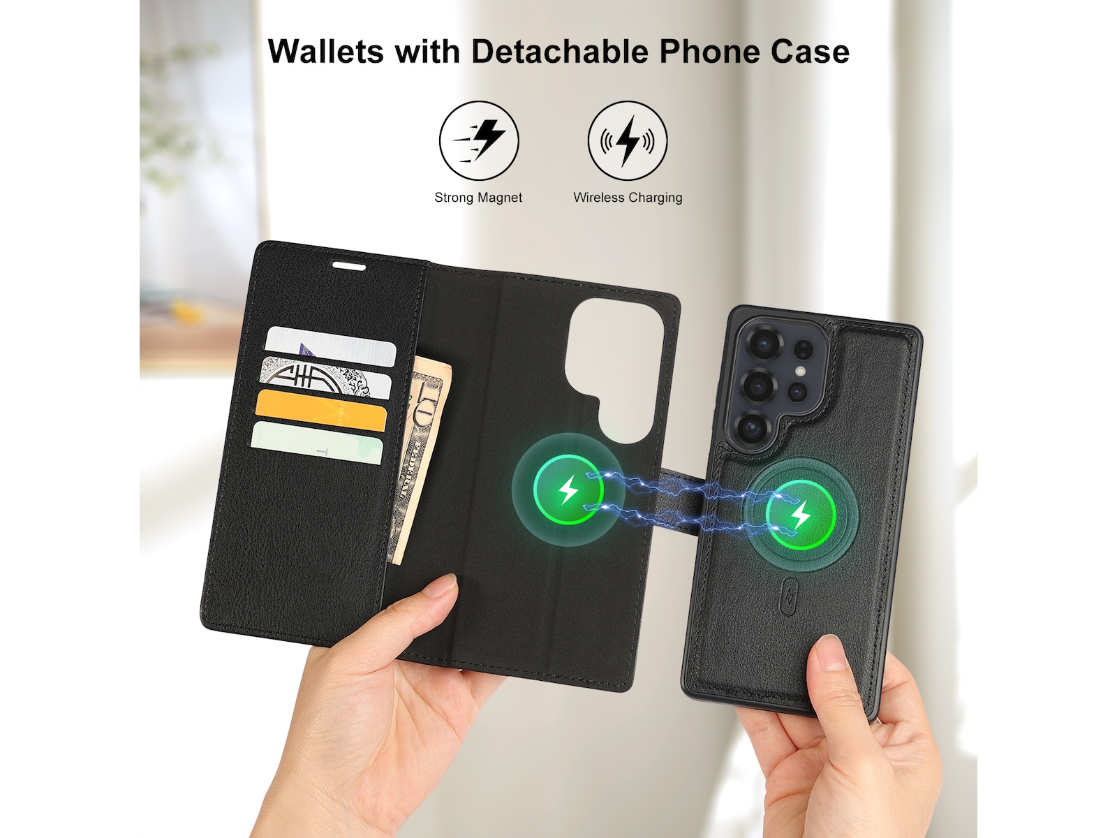 iiglo Galaxy S25 Ultra 2-i-1 Plånboksfodral (svart) Mobilskal