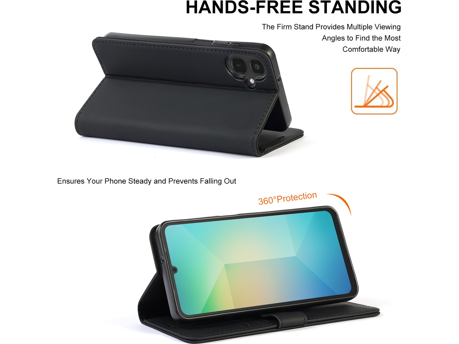 iiglo Galaxy A07 Plånboksfodral (svart) Mobilskal