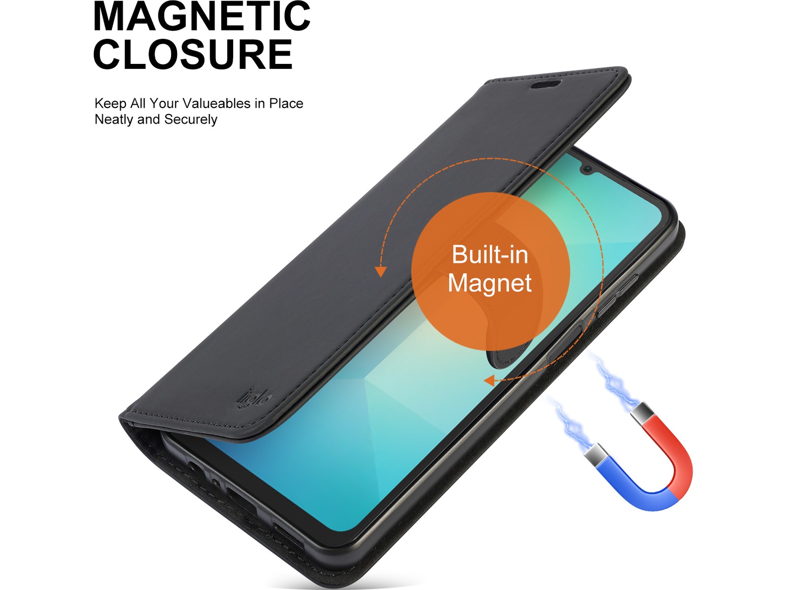 iiglo Galaxy A07 Plånboksfodral (svart) Mobilskal