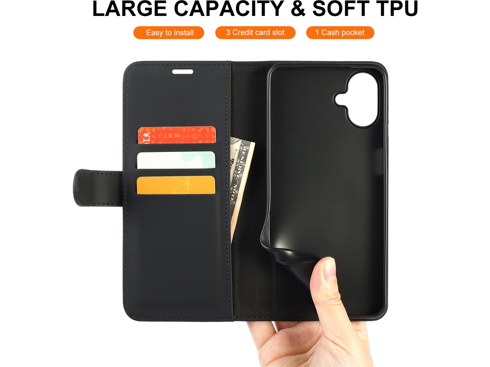 iiglo Galaxy A07 Plånboksfodral (svart) Mobilskal