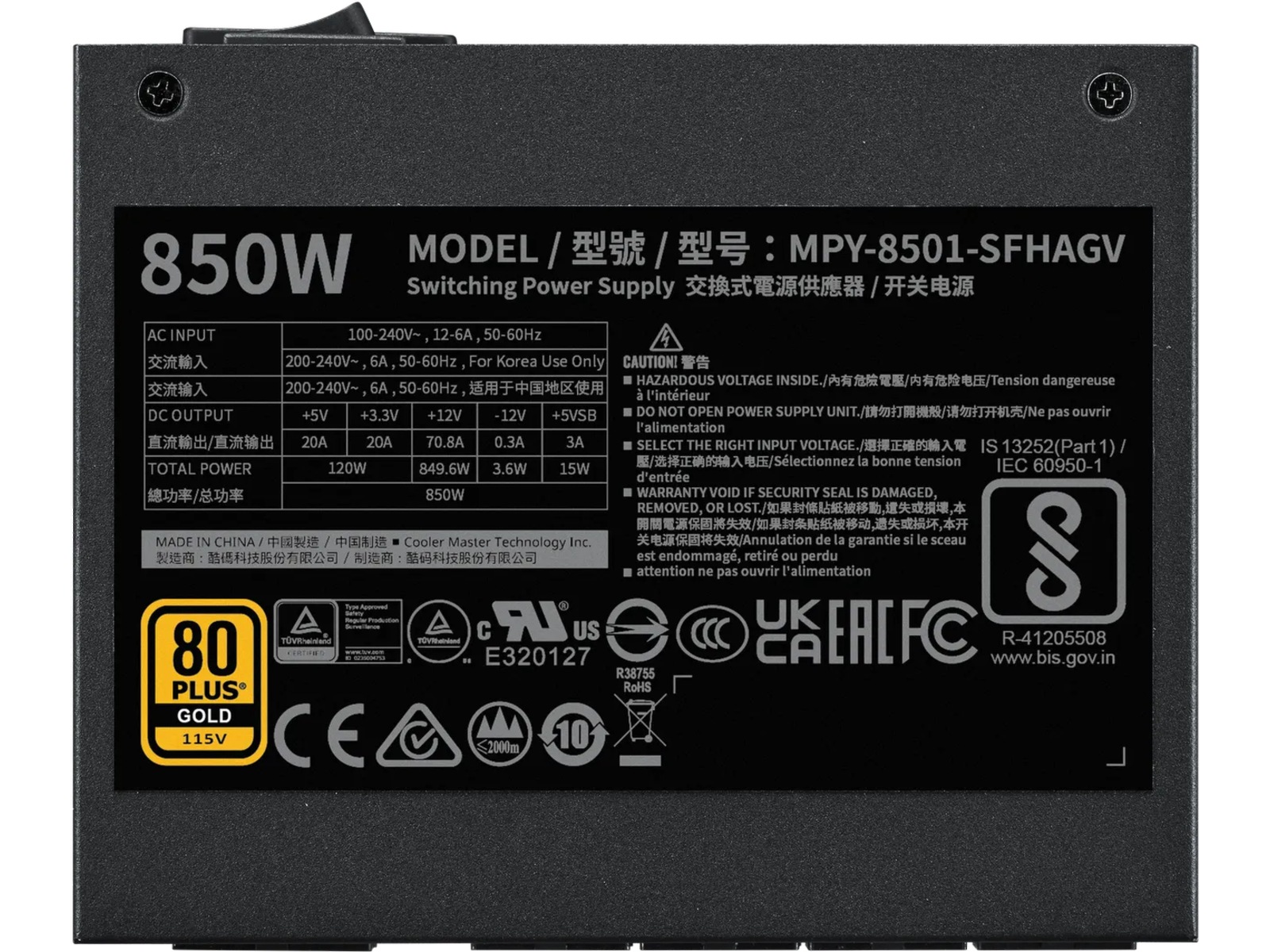 Cooler Master V SFX Gold 850 PSU (svart) Nätaggregat