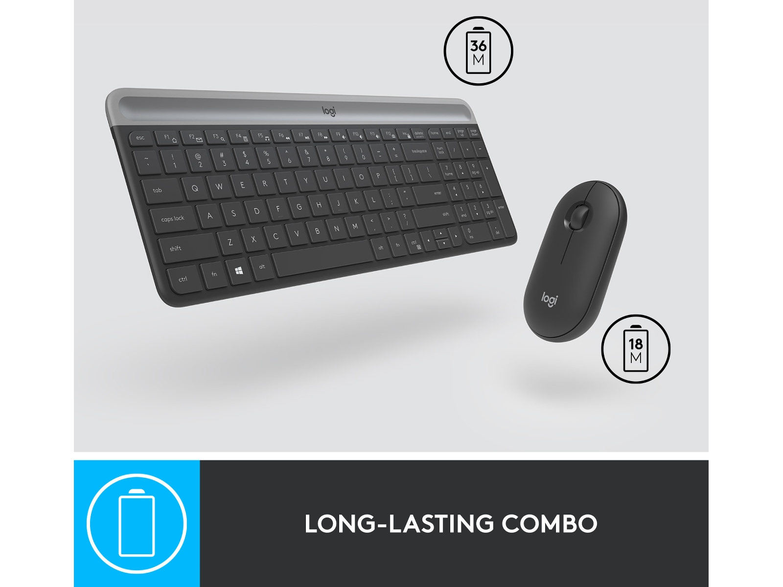 Logitech MK470 Slim Trådlös Kombination Mus & tangentbord -combo-paket