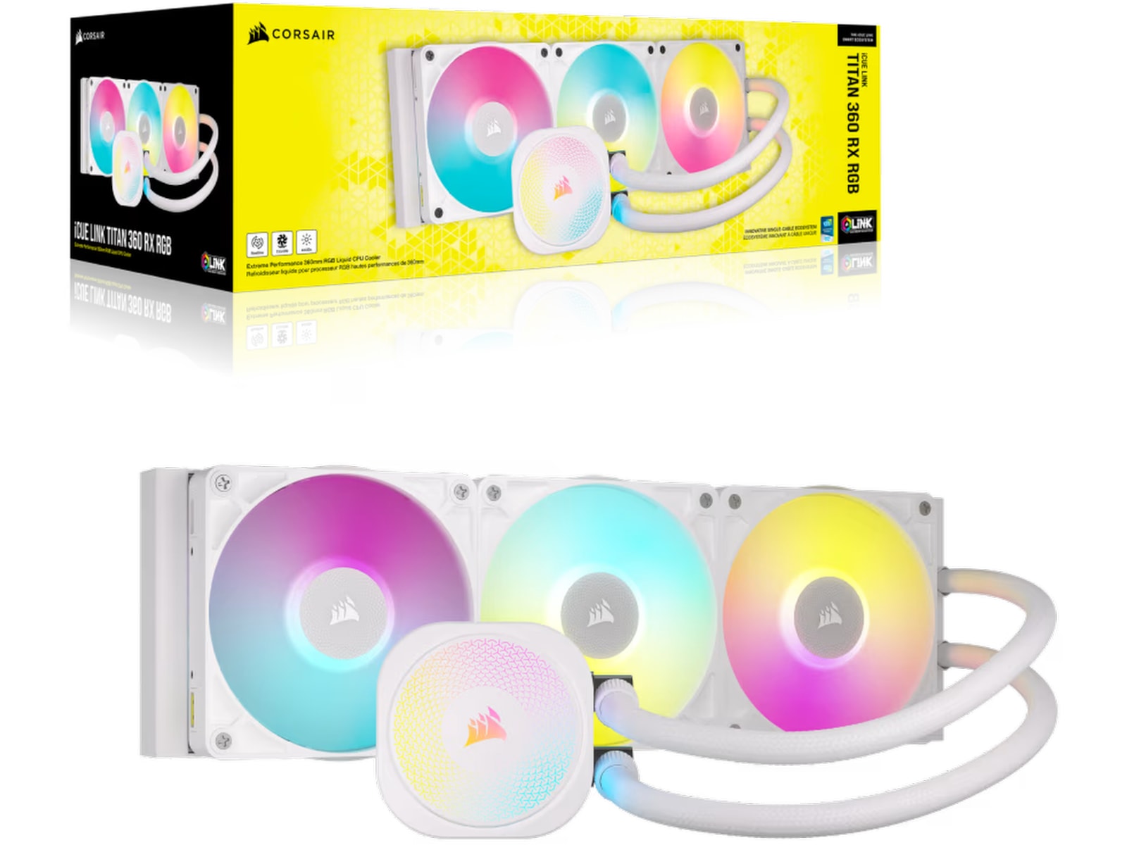 Corair iCUE LINK Titan 360 RX RGB AIO Kylare (vit) CPU - Vattenkylning