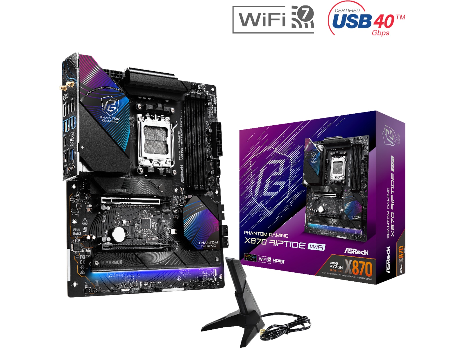 ASRock X870 Phantom Gaming Riptide WiFi Moderkort AMD Socket