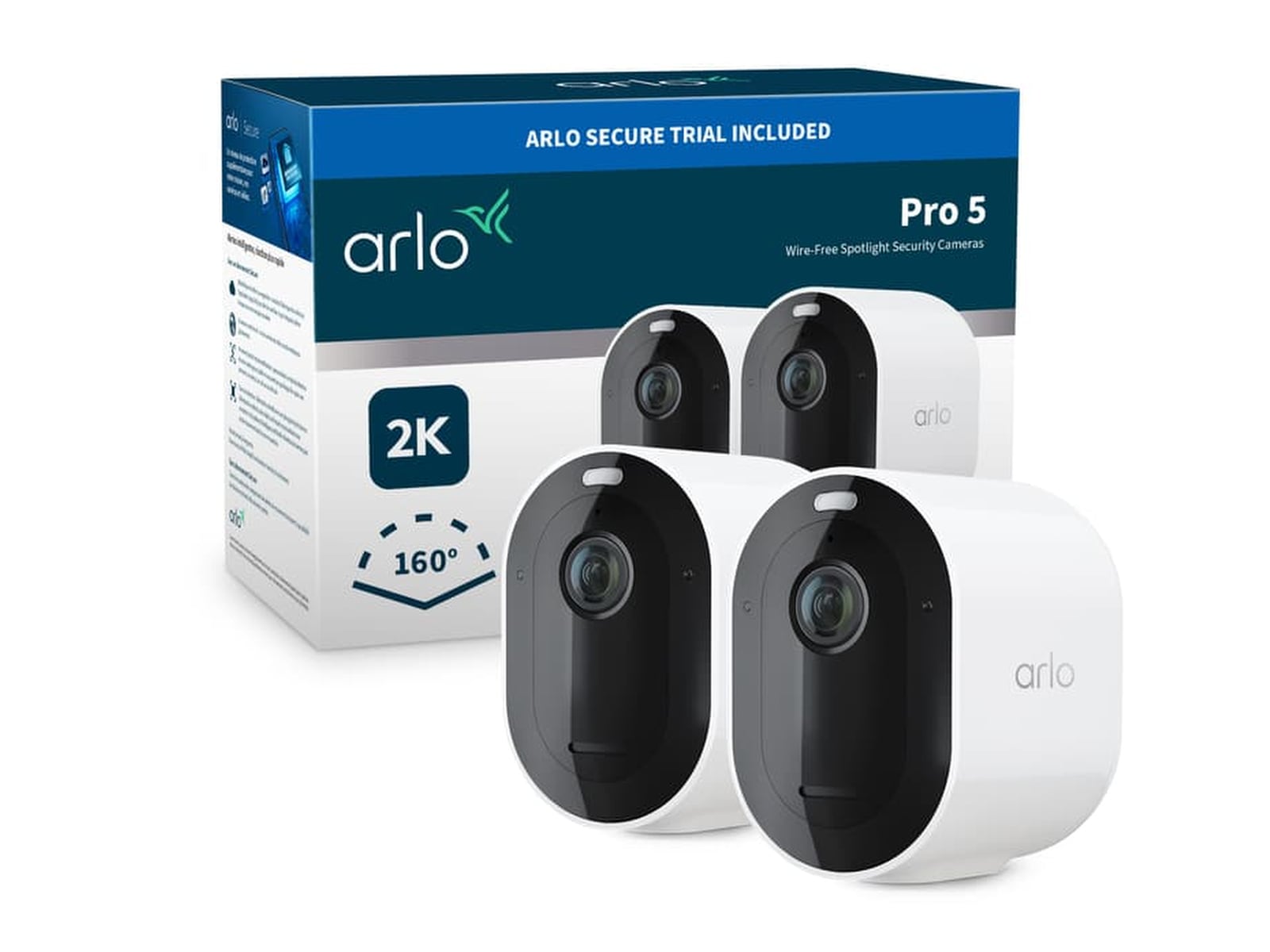 Arlo Pro 5 2K övervakningskamera 2-pack (vit) Övervakningskamera