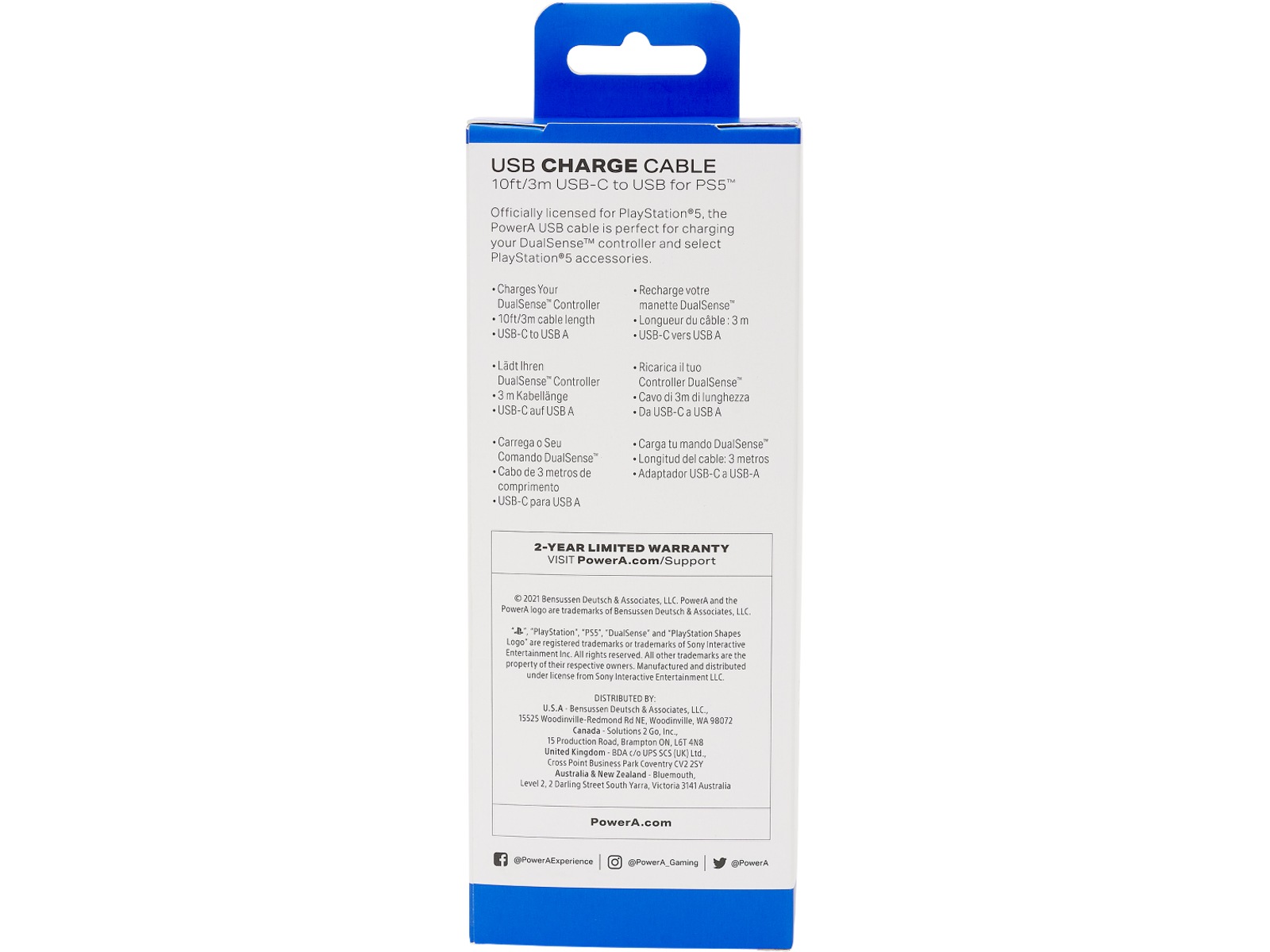 PowerA USB-C kabel för PS5 (svart/vit) USB-kablar