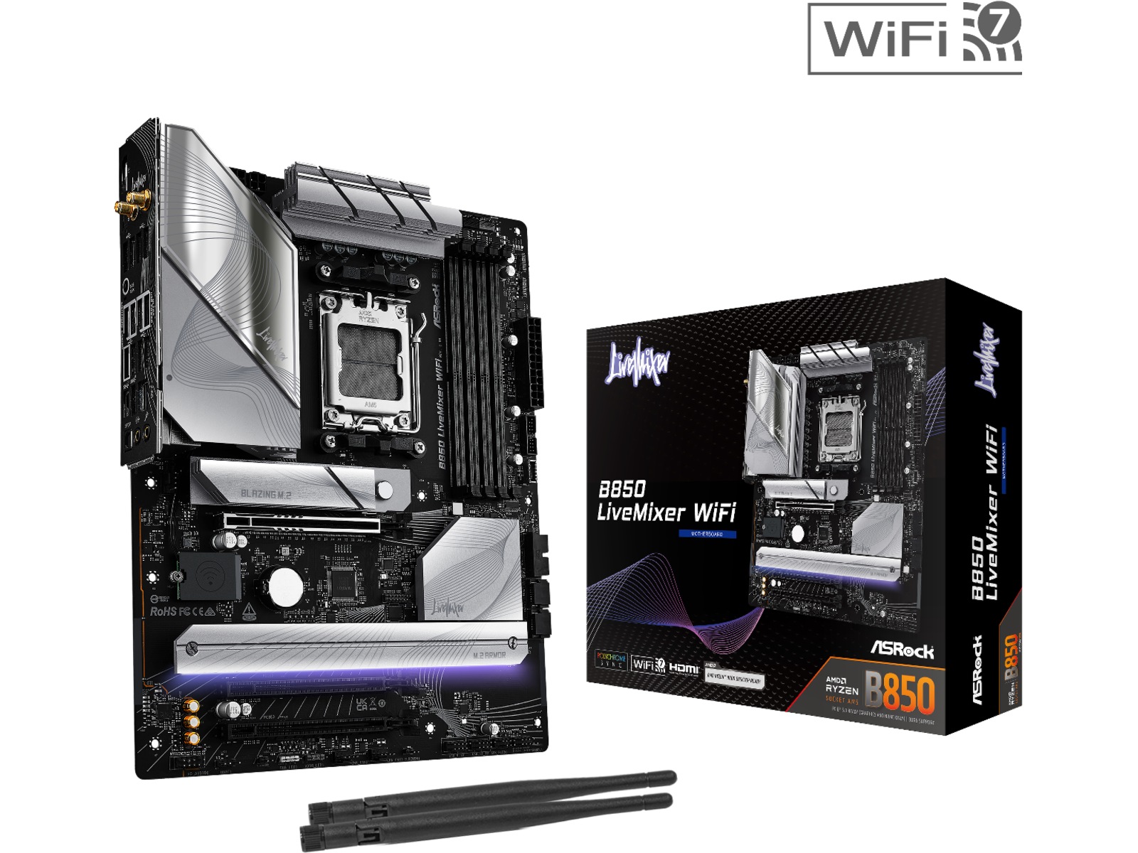ASRock B850 LiveMixer WiFi Moderkort AMD Socket