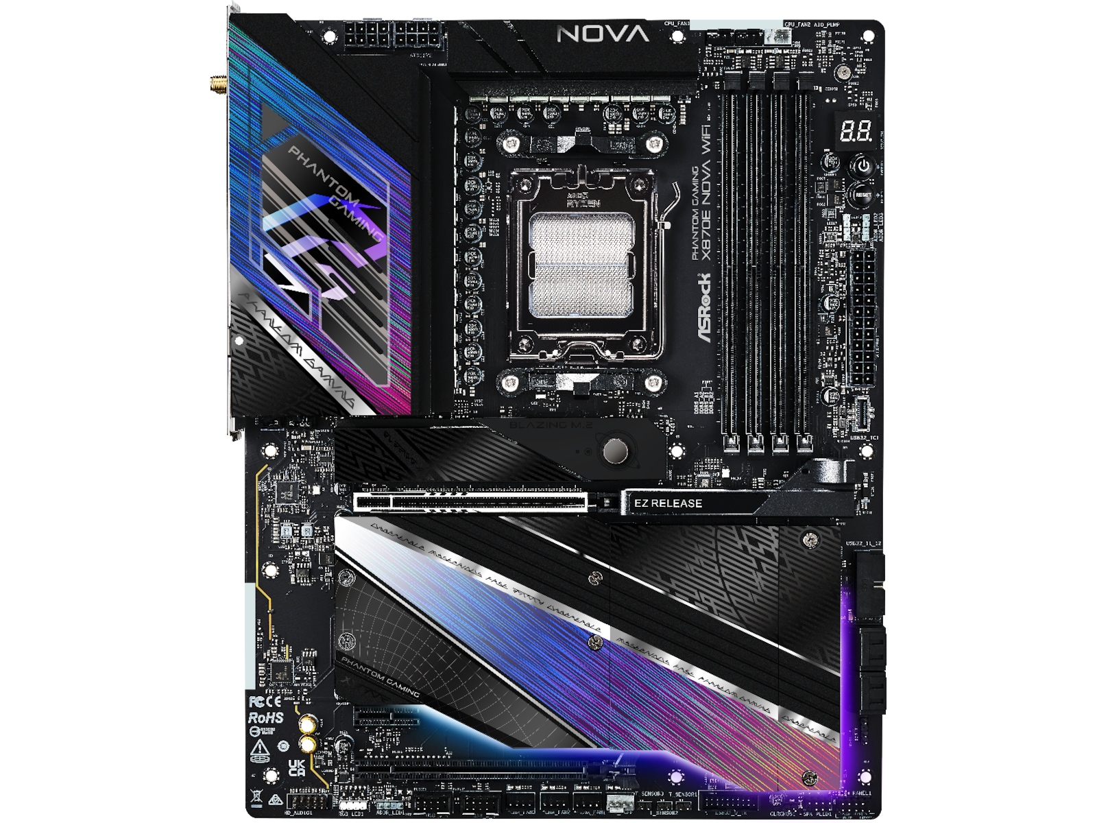 ASRock X870E Phantom Gaming Nova WiFi Moderkort -B-Grade Demo moderkort