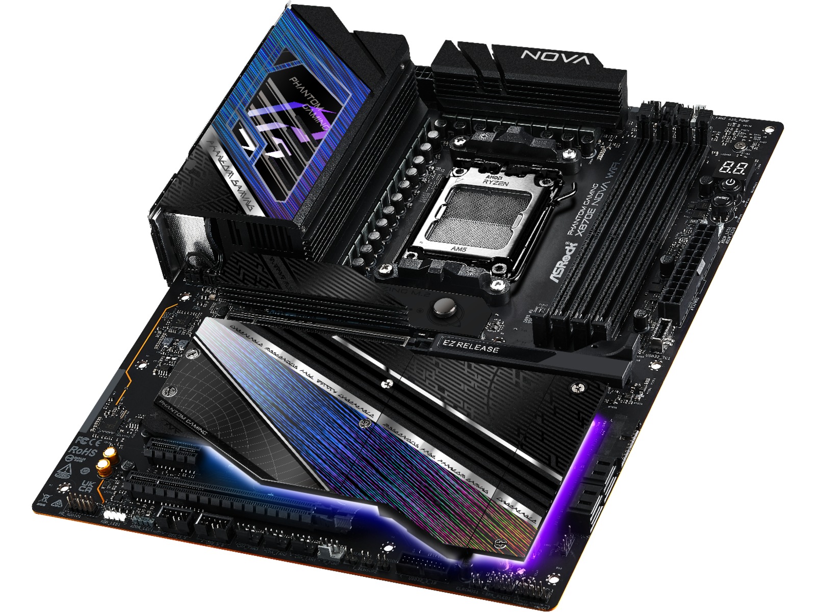 ASRock X870E Phantom Gaming Nova WiFi Moderkort -B-Grade Demo moderkort
