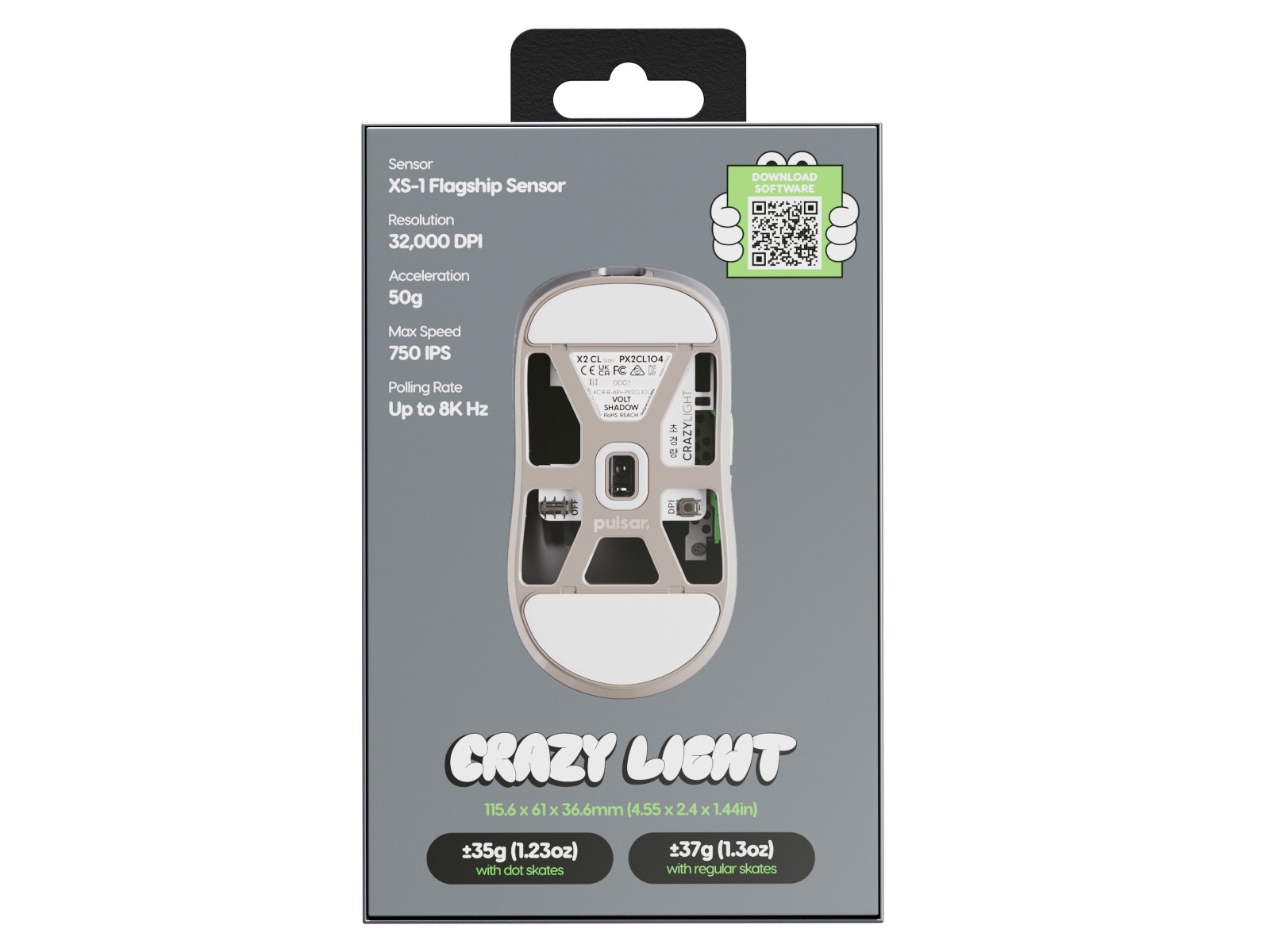 Pulsar X2 CrazyLight Trådlös Gamingmus (Volt Shadow) Gamingmus