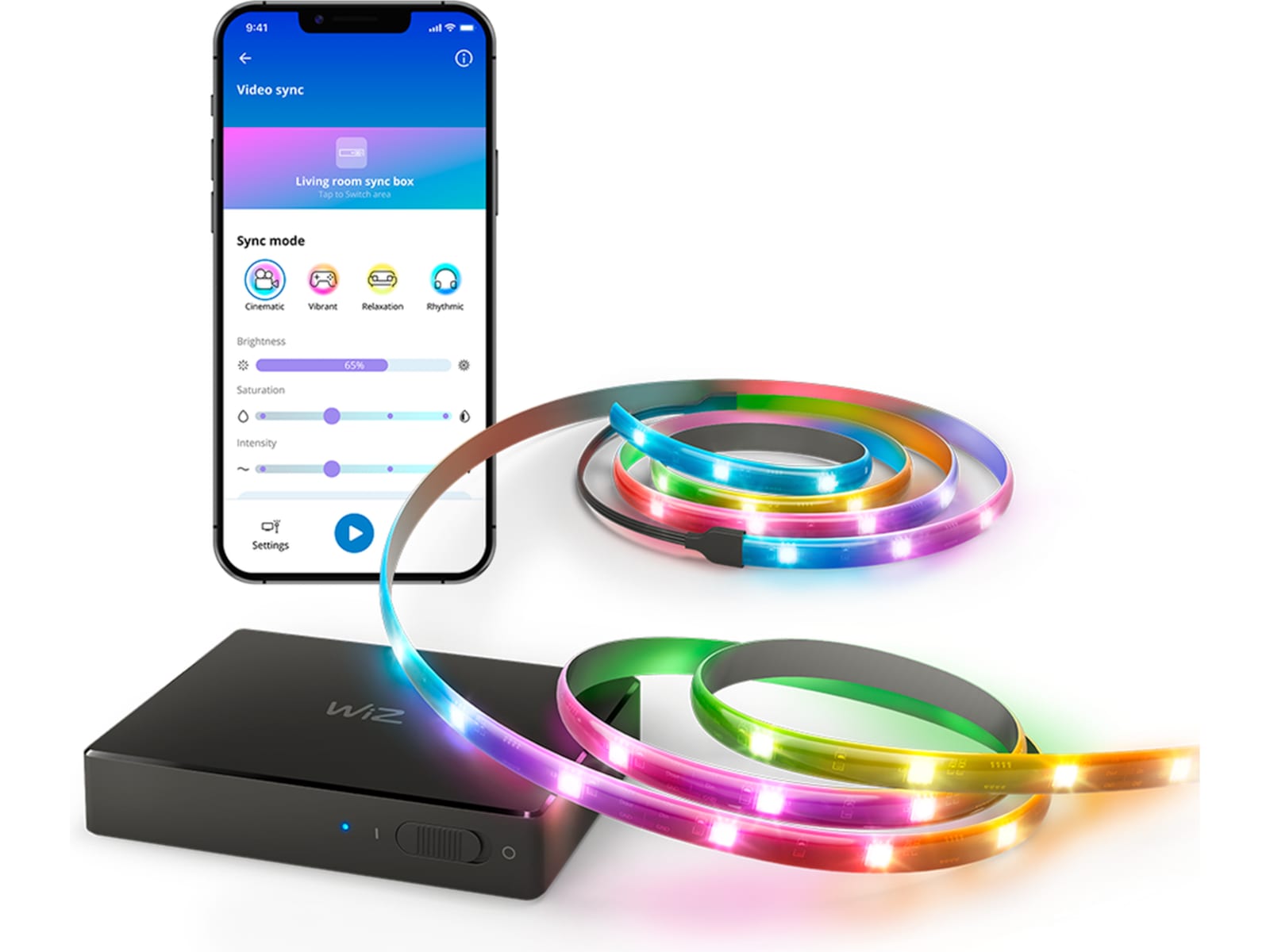 WiZ HDMI-synkbox med TV-ljusremsa (75"-85") Led strips & underhållning