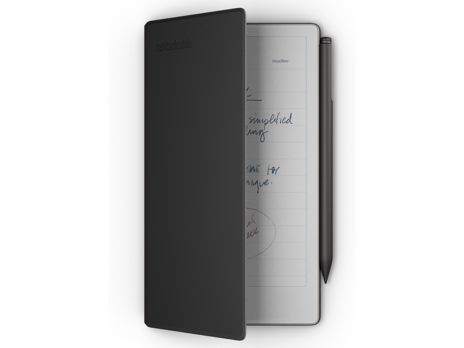 reMarkable Paper Pro Move 7.3" inkl. Marker Plus & Book Folio (svart skinn) Digitala anteckningsblock och tillbehör