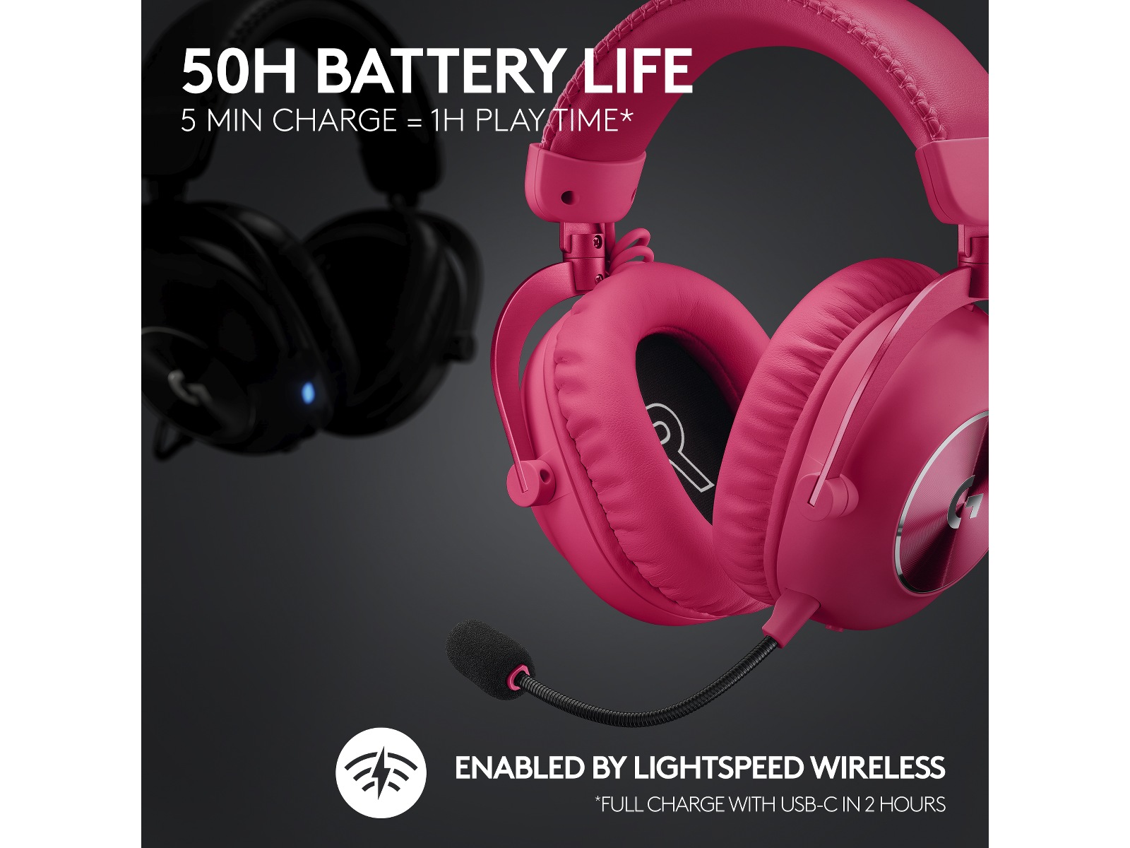 Logitech Pro X 2 Lightspeed Trådlöst Gaming Headset (magenta) Gamingheadset