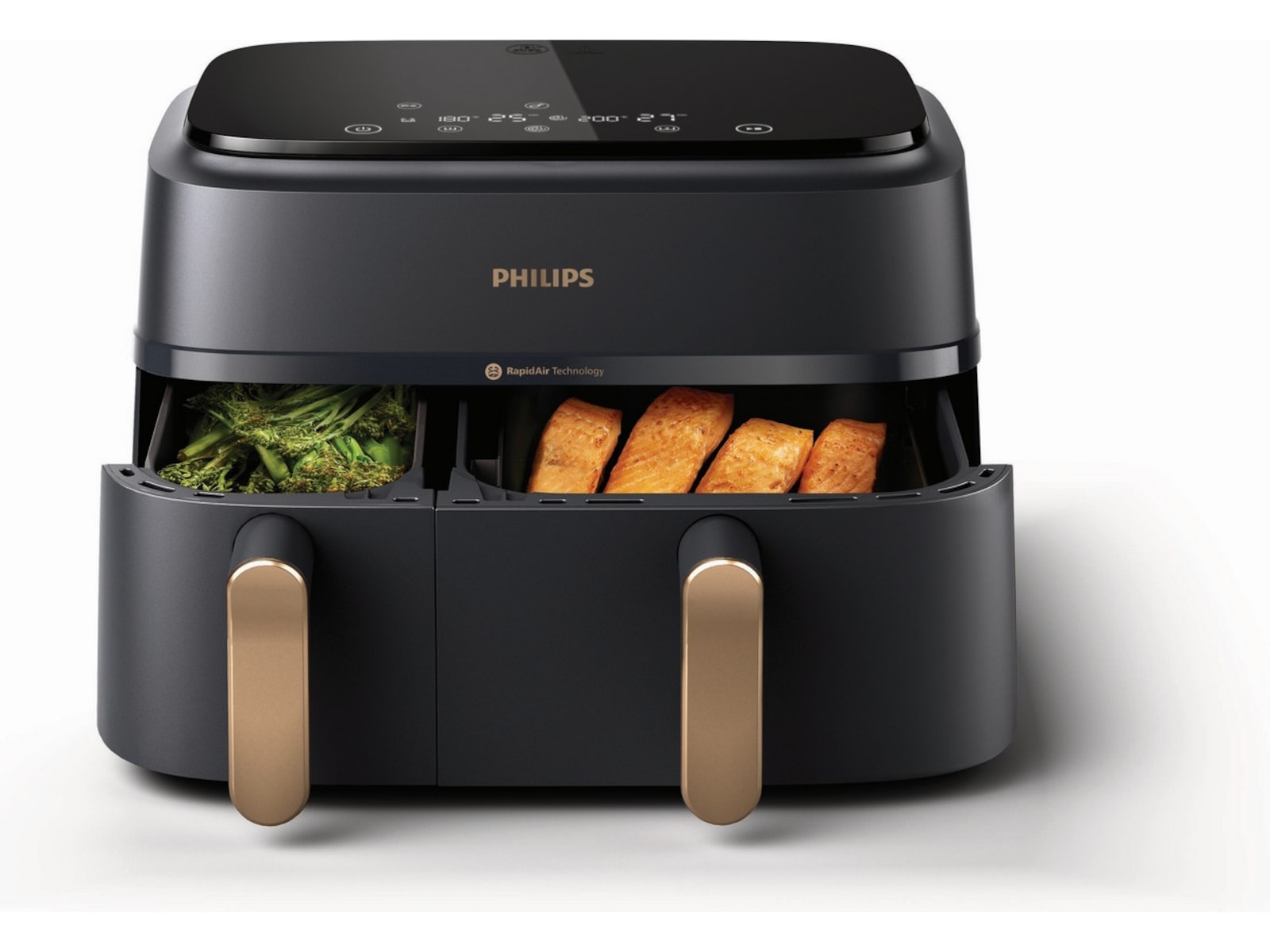 Philips Dual Basket Airfryer 9L NA352/00 (grå/koppar) Airfryer