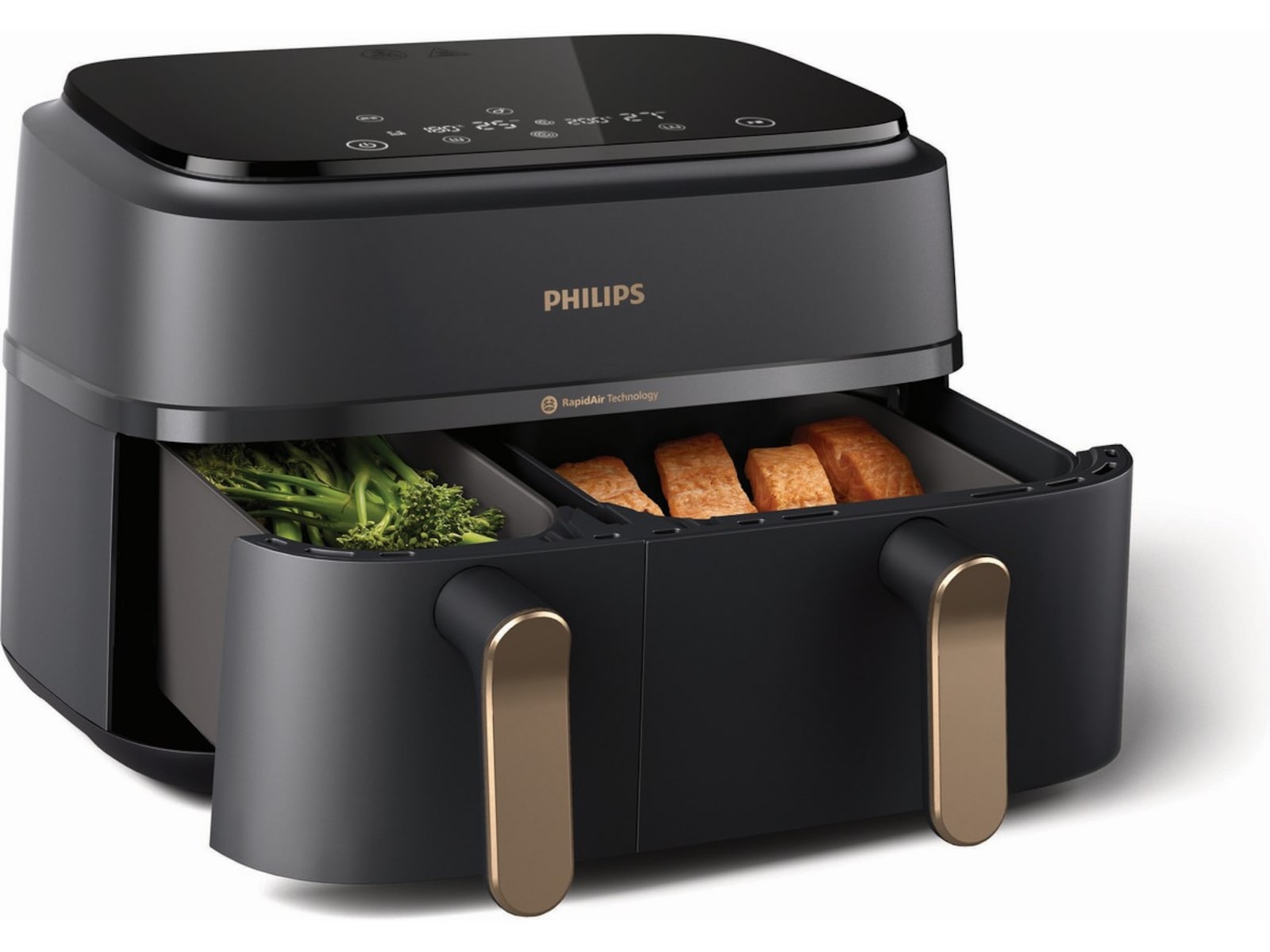 Philips Dual Basket Airfryer 9L NA352/00 (grå/koppar) Airfryer
