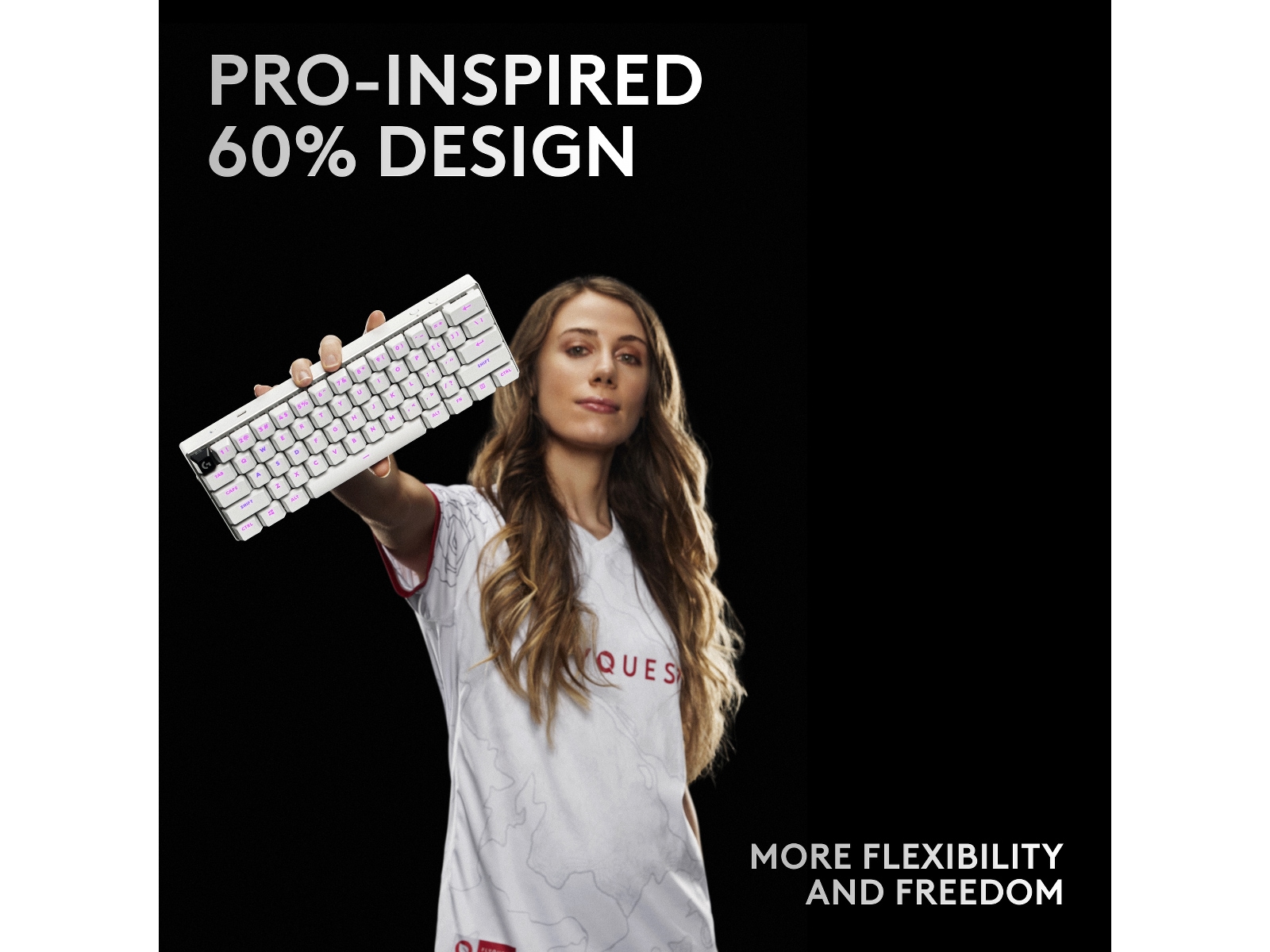 Logitech G Pro X 60 Lightspeed Tactile trådlöst gamingtangentbord (vit) Gamingtangentbord