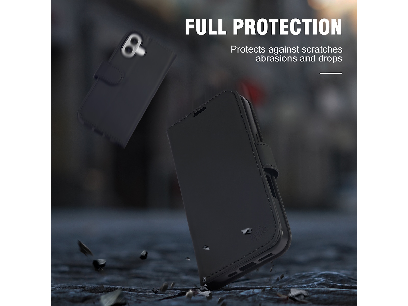 iiglo iPhone 16 Plus Plånboksfodral (svart) Mobilskal