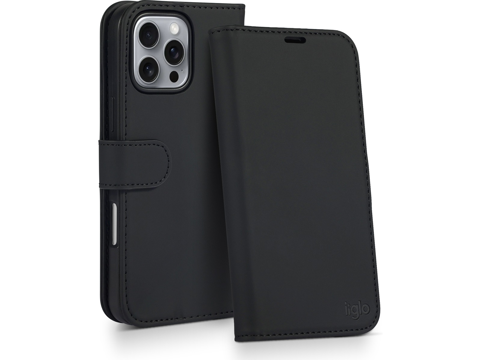 iiglo iPhone 16 Pro Plånboksfodral (svart) Mobilskal