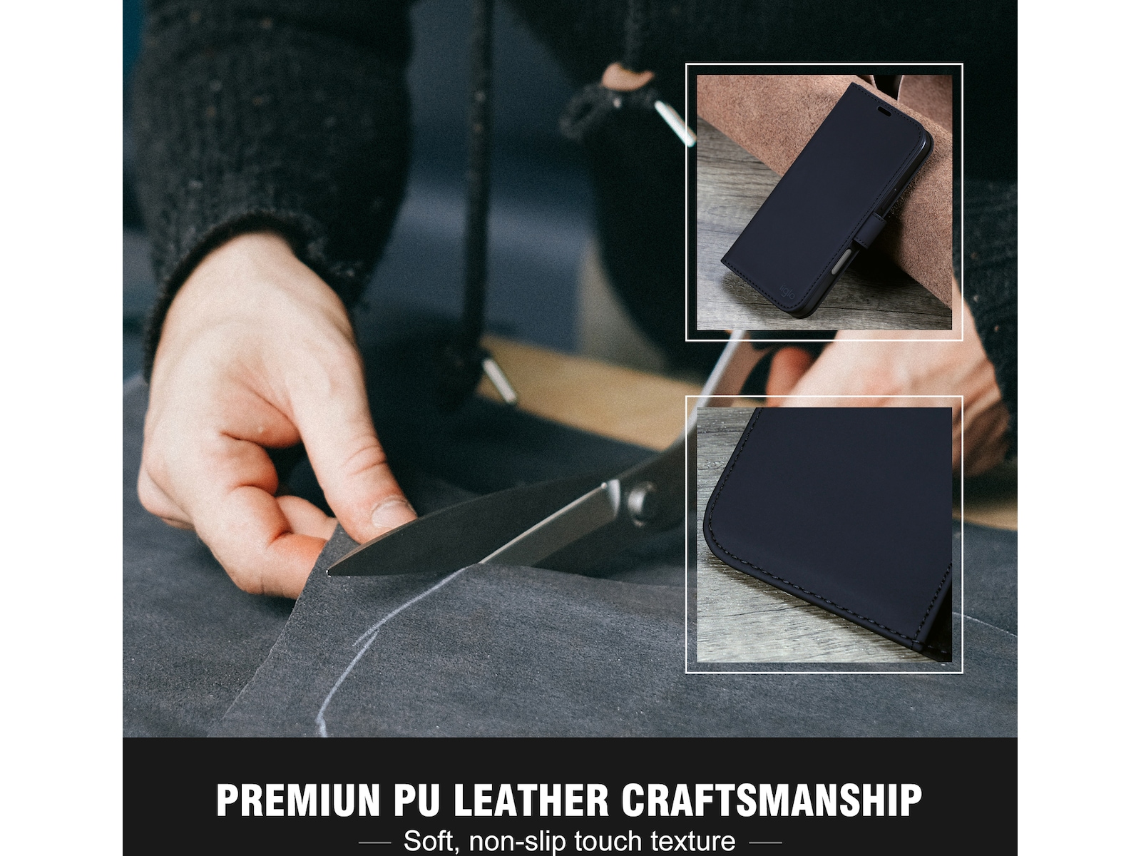 iiglo iPhone 16 Pro Plånboksfodral (svart) Mobilskal