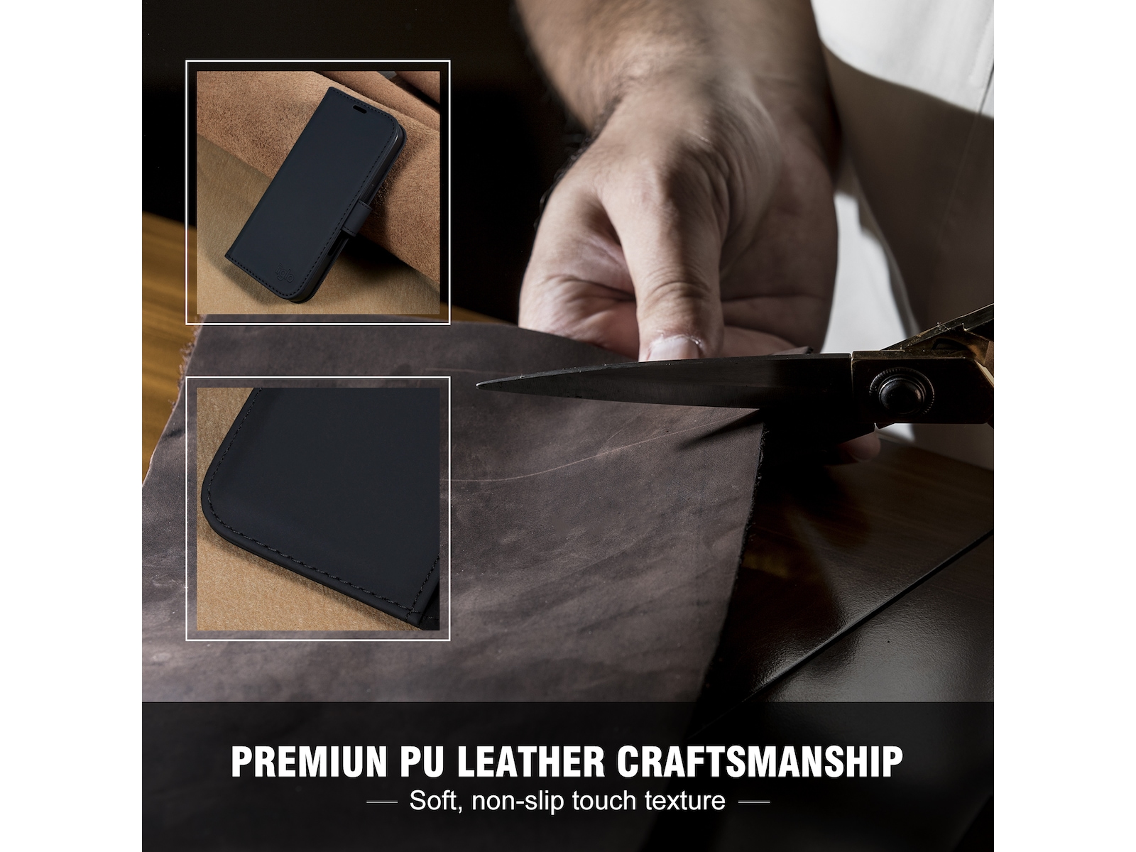 iiglo iPhone 16 Plånboksfodral (svart) Mobilskal