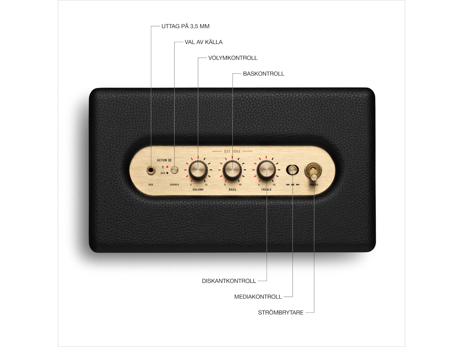 Marshall Acton III Trådlös bluetooth högtalare (Svart) Trådlös / Bluetooth högtalare