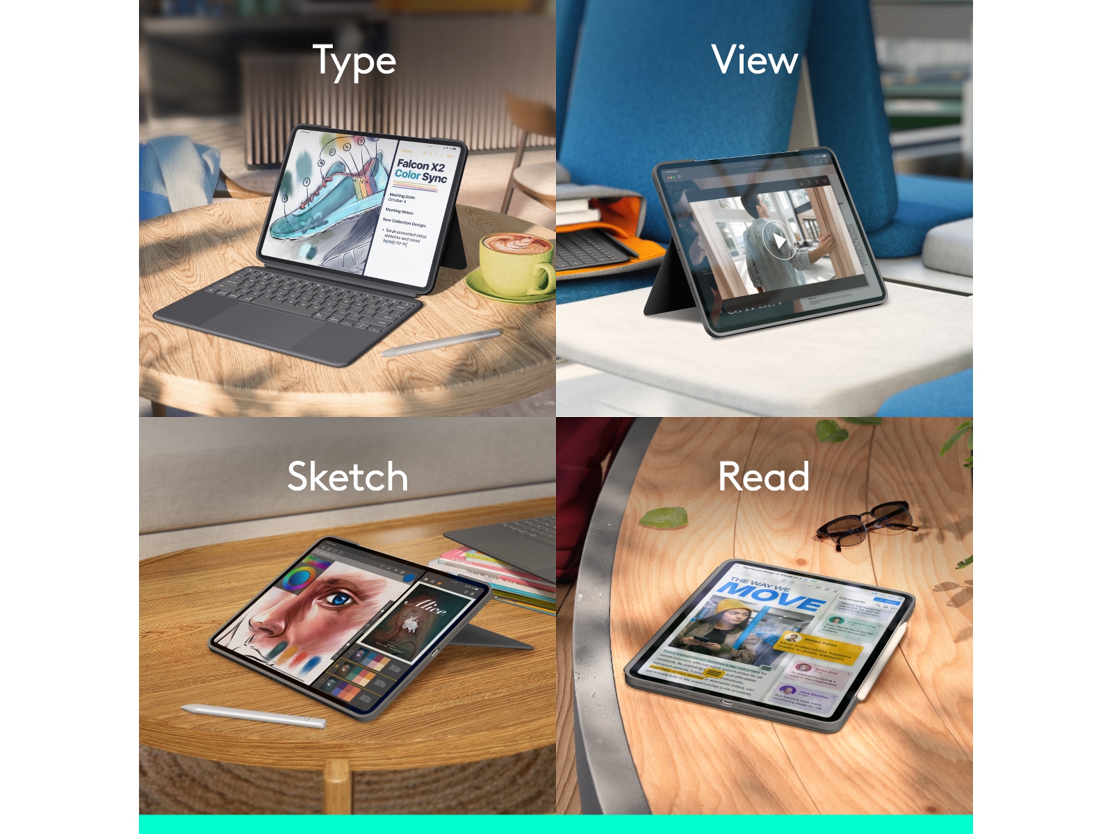 Logitech iPad Pro 13" Combo Touch Tangentbordfodral (grafitt) Skydd