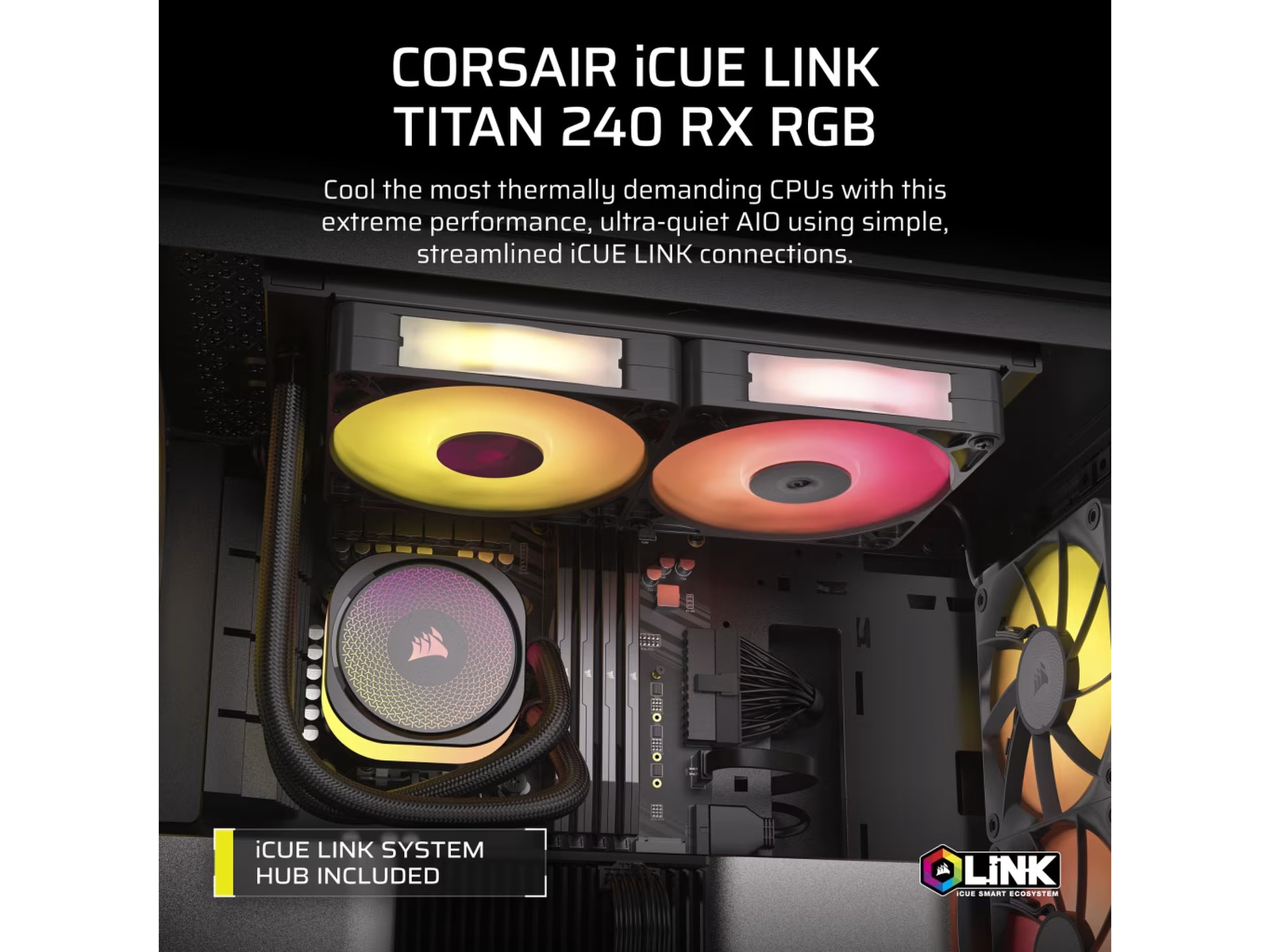 Corsair iCUE LINK Titan 240 RX RGB AIO Kylare (svart) CPU - Vattenkylning