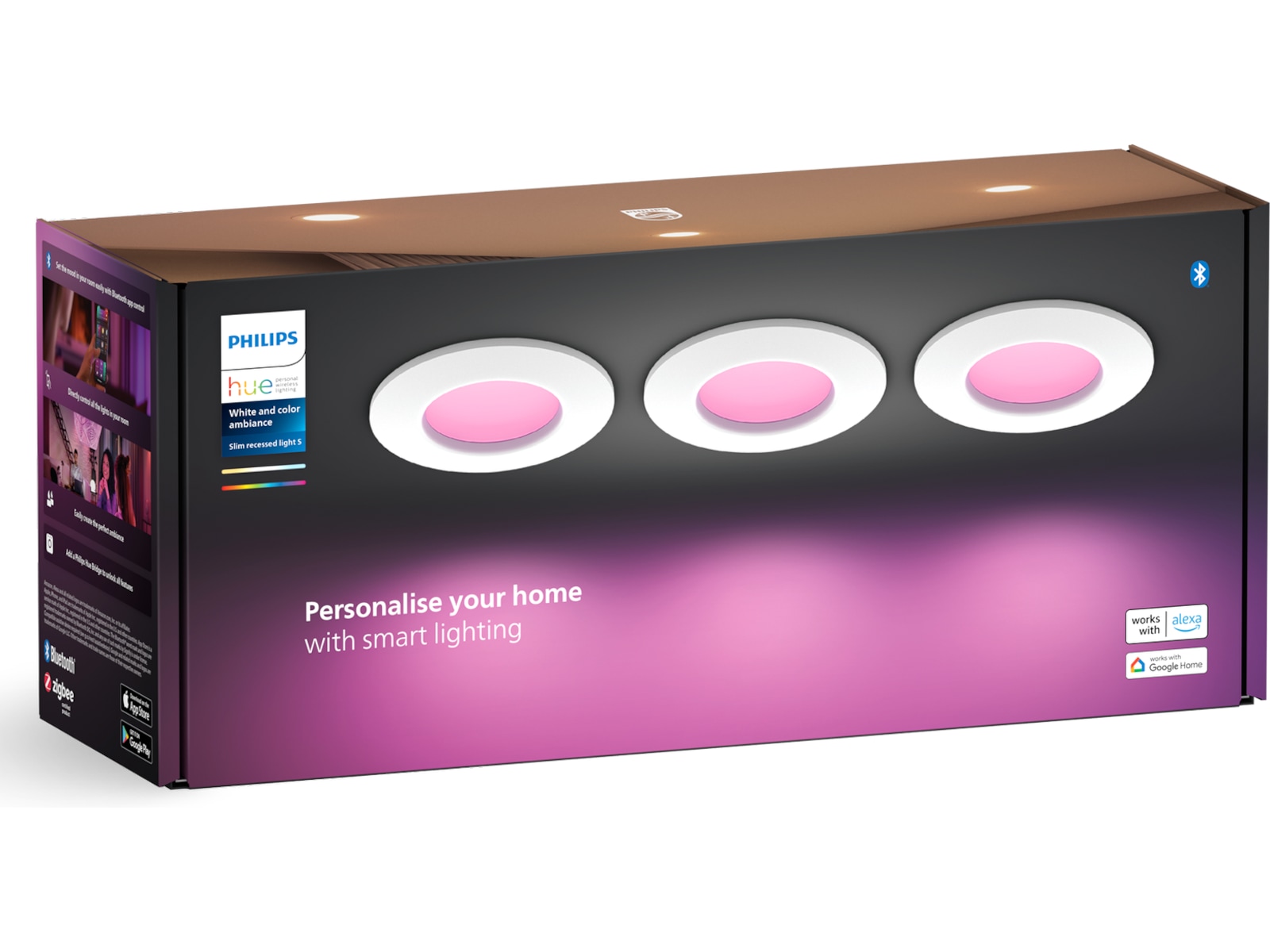 Philips Hue Slim infälld belysning 90 mm (vit) 3pk Taklampa