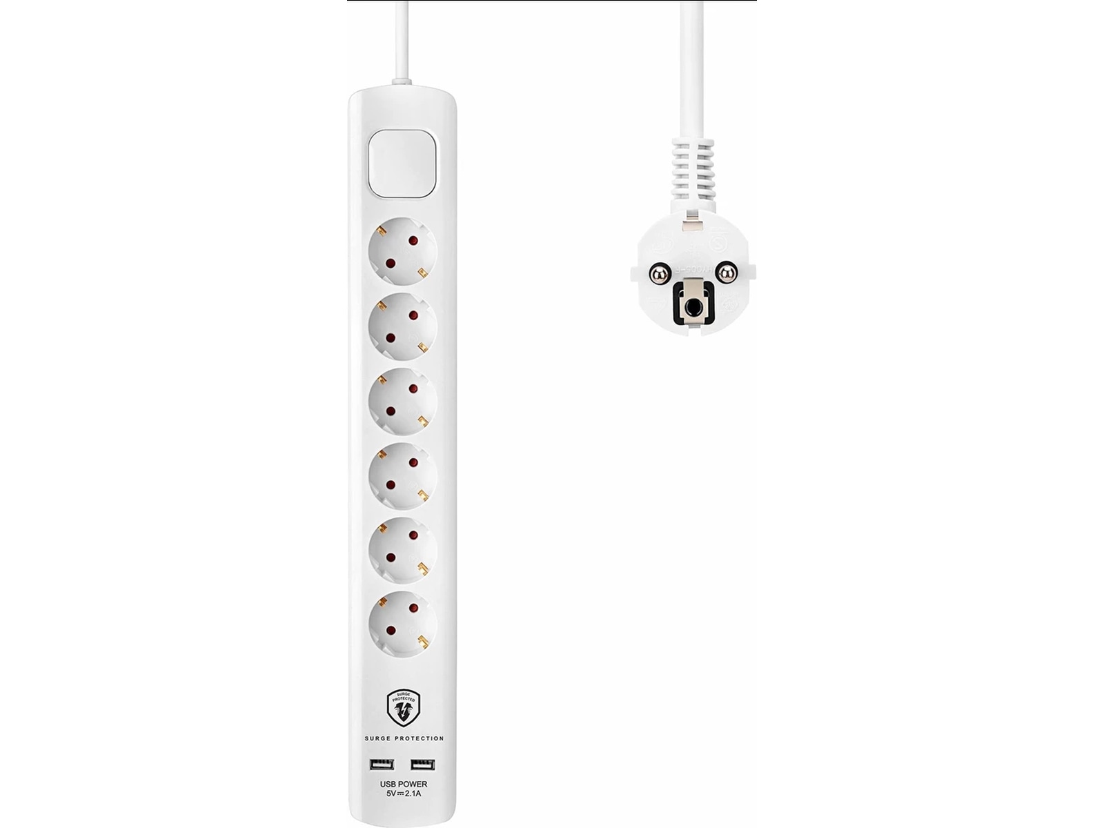 Andersson 6-vägs strömförgrening 1.5m (vit) Förlängningskabel & förgrening