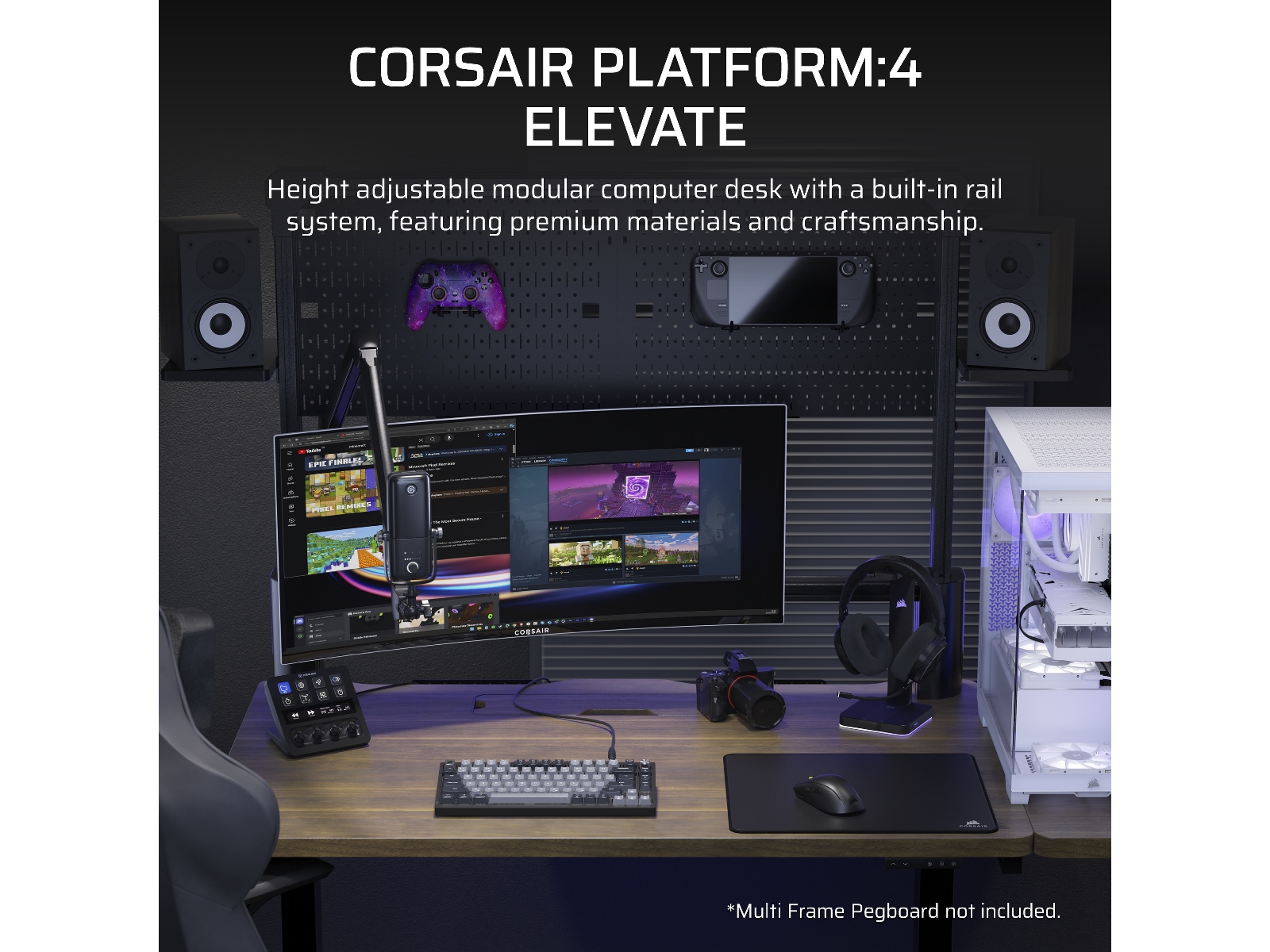 Corsair Platform:4 Elevate Skrivbord (svart/mörkt trä) Gamingdesk
