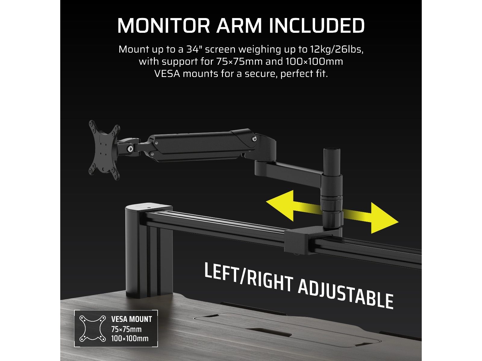 Corsair Platform:4 Elevate Skrivbord (svart/mörkt trä) Gamingdesk