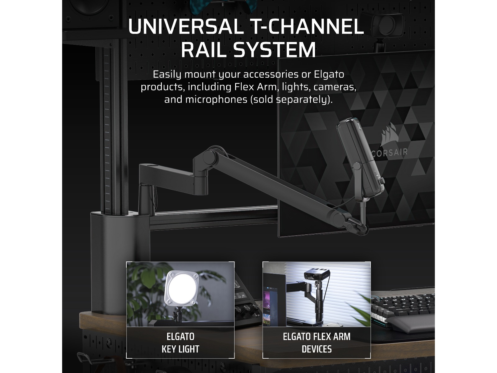 Corsair Platform:4 Elevate Skrivbord (svart/mörkt trä) Gamingdesk