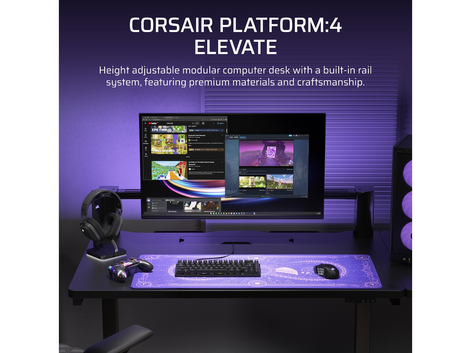 Corsair Platform:4 Elevate Skrivbord (svart/svart) Gamingdesk