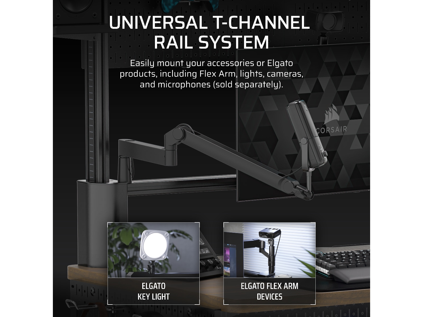 Corsair Platform:4 Elevate skrivbord (vit/ljus trä) Gamingdesk