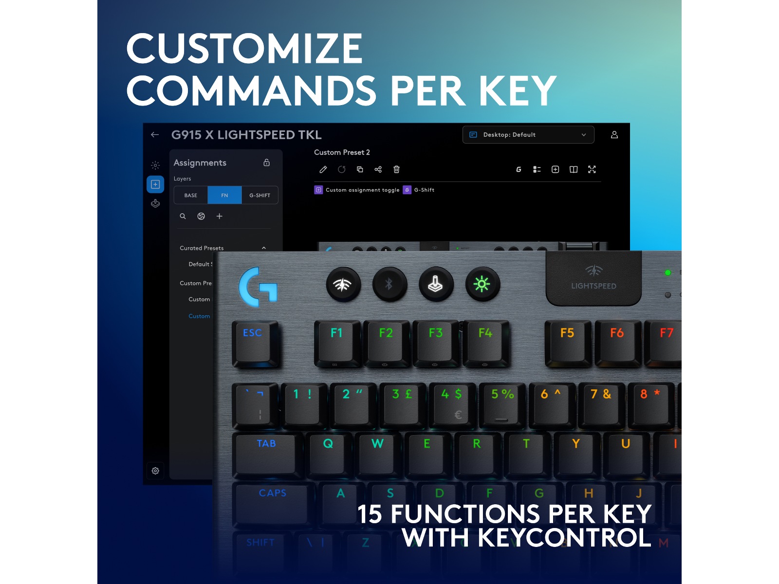 Logitech G915 X Lightspeed TKL Trådlös Gamingtangentbord (svart -B-Grade Demo tangentbord