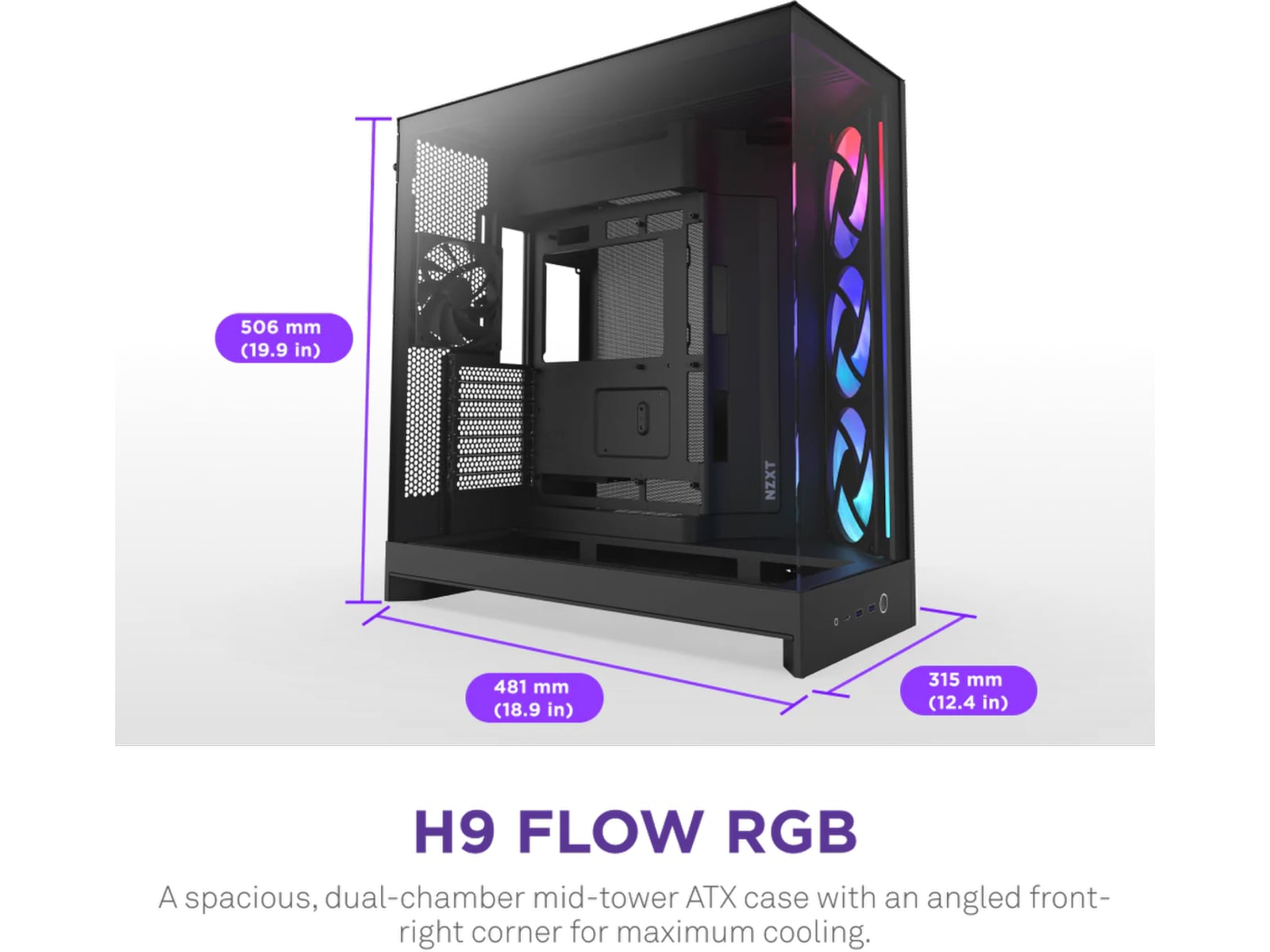 NZXT H9 Flow RGB Mid Tower (svart) Midi tower