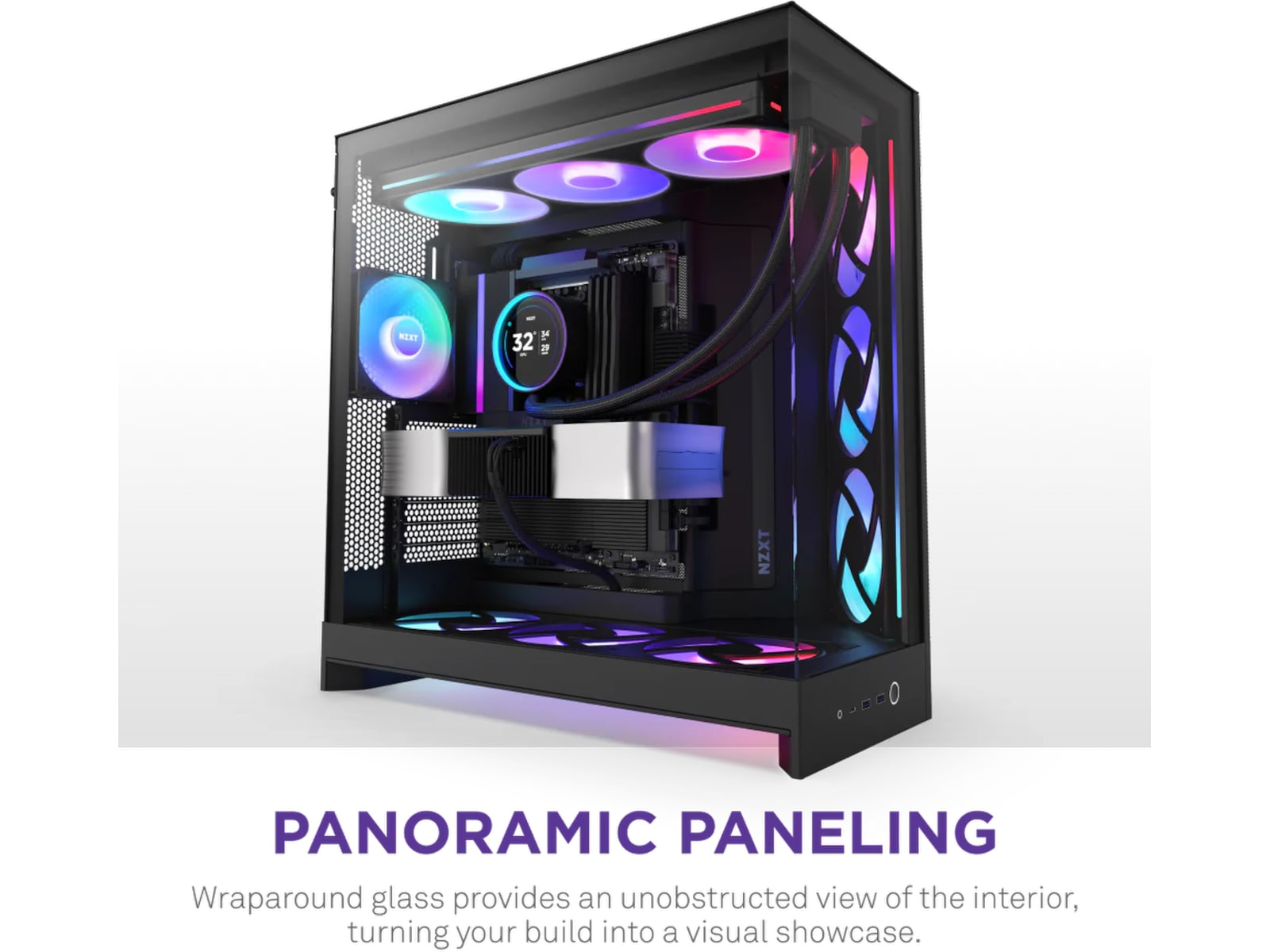NZXT H9 Flow RGB Mid Tower (svart) Midi tower