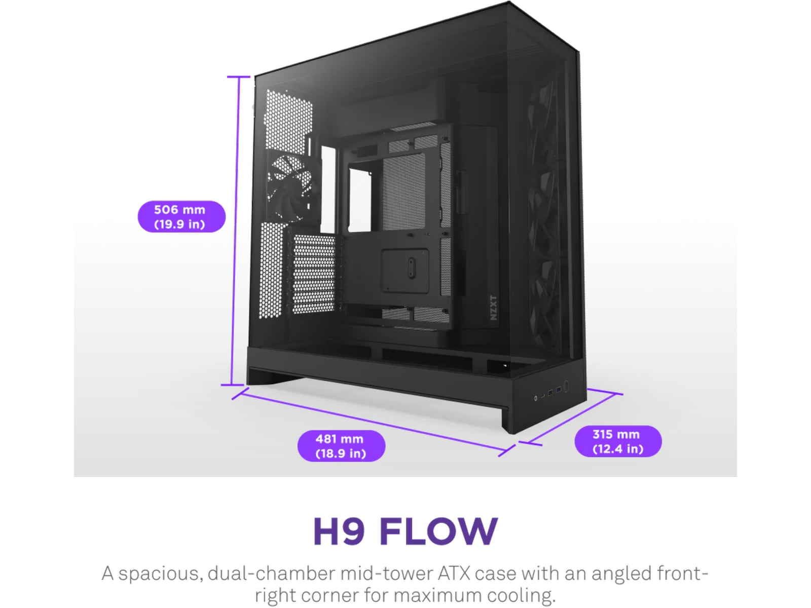 NZXT H9 Flow Mid Tower (svart) Midi tower