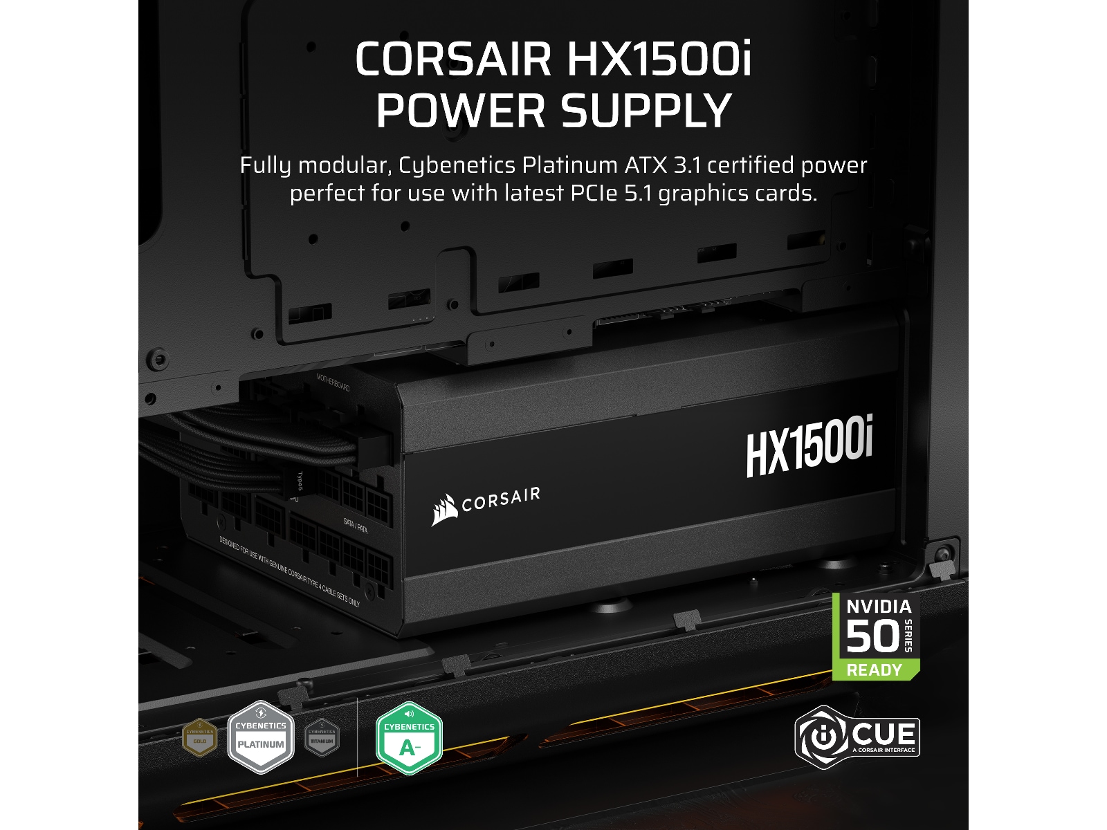Corsair HXi Series HX1500i PSU (svart) Nätaggregat