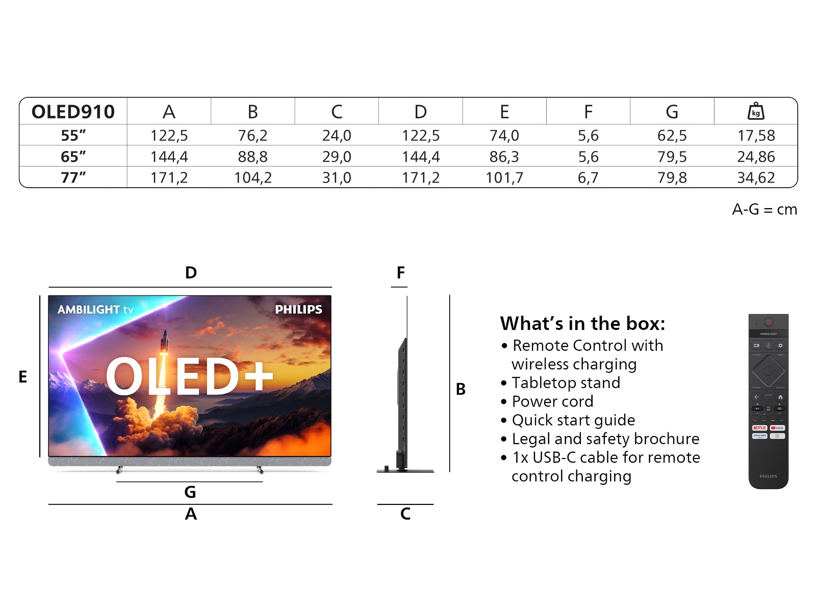 Philips 55" OLED910/12 OLED Plus Smart Ambilight AI TV (2025) 50 - 59 tums TV